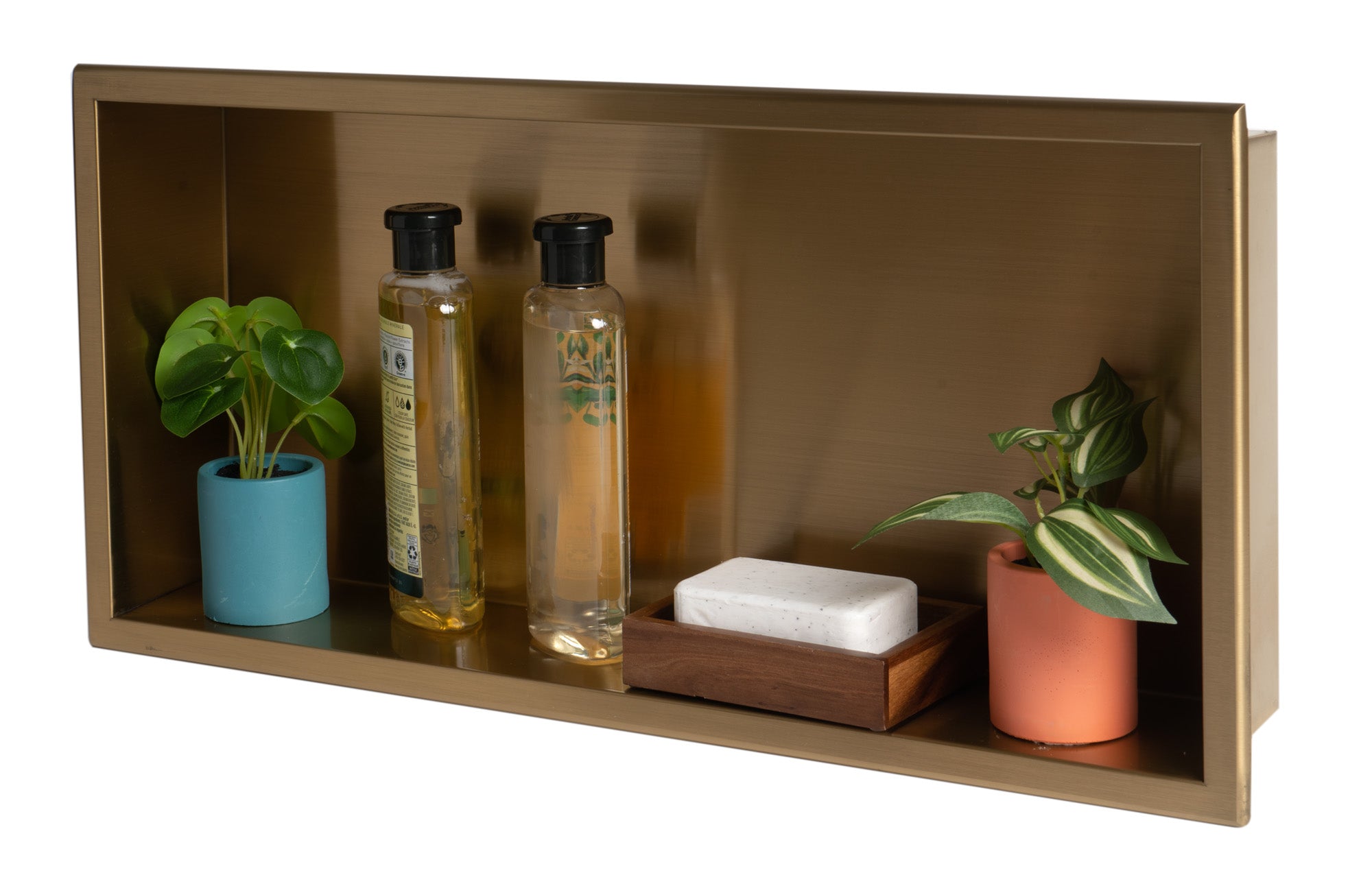 ALFI ABNP2412-BG 24" x 12" Brushed Gold PVD Stainless Steel Horizontal Single Shelf Shower Niche