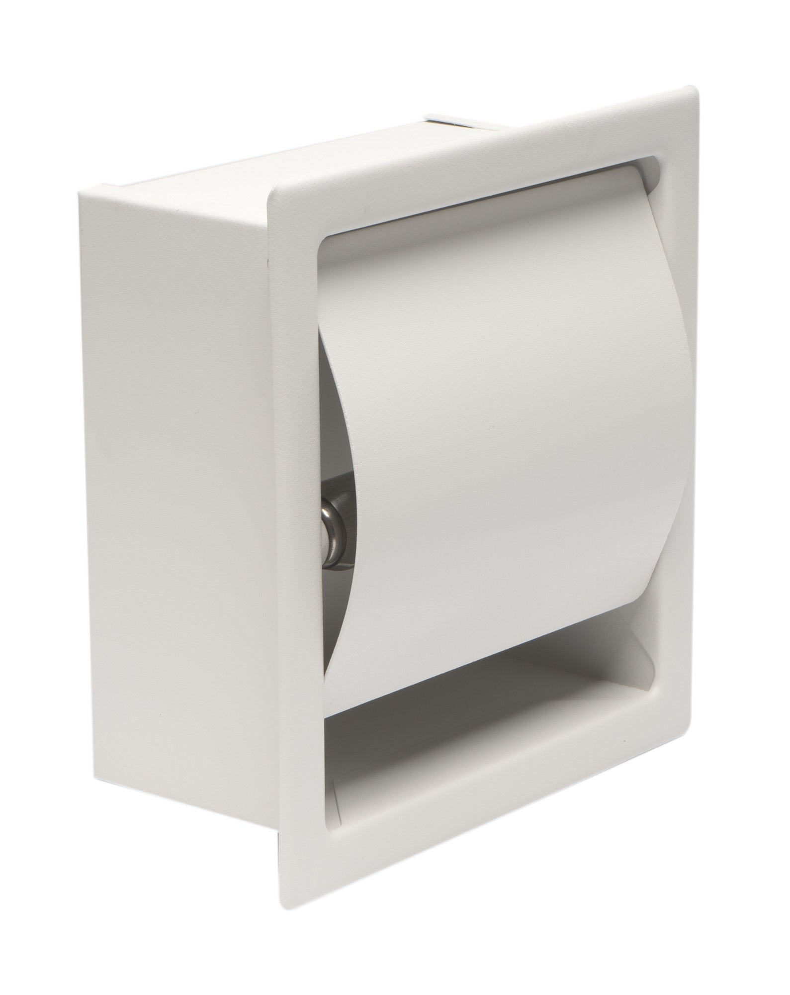 ALFI ABTPC77-W White Matte Stainless Steel Recessed Toilet Paper Holder with Cover