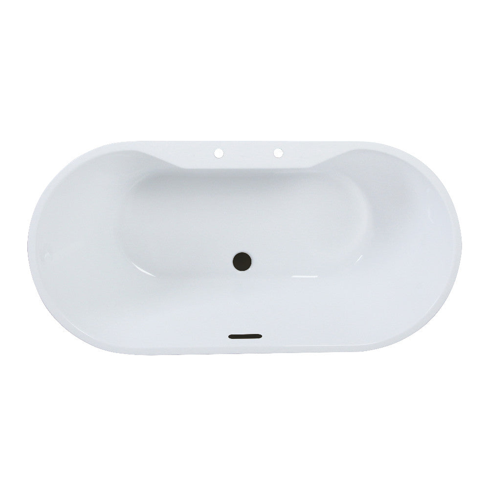 Kingston Brass VT7DE512823C420 51" Acrylic Oval Double Ended Freestanding Tub with Drain, Glossy White/Matte Black