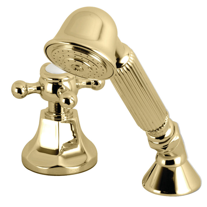 Kingston Brass KSK4302BXTR Deck Mount Hand Shower with Diverter for Roman Tub Faucet, Polished Brass