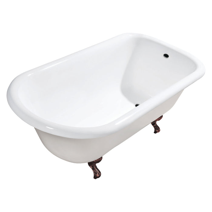 Aqua Eden VCTND483117W5 48" Cast Iron Classic Flat-Rim Roll Top Clawfoot Tub (No Faucet Drillings), White/Oil Rubbed Bronze