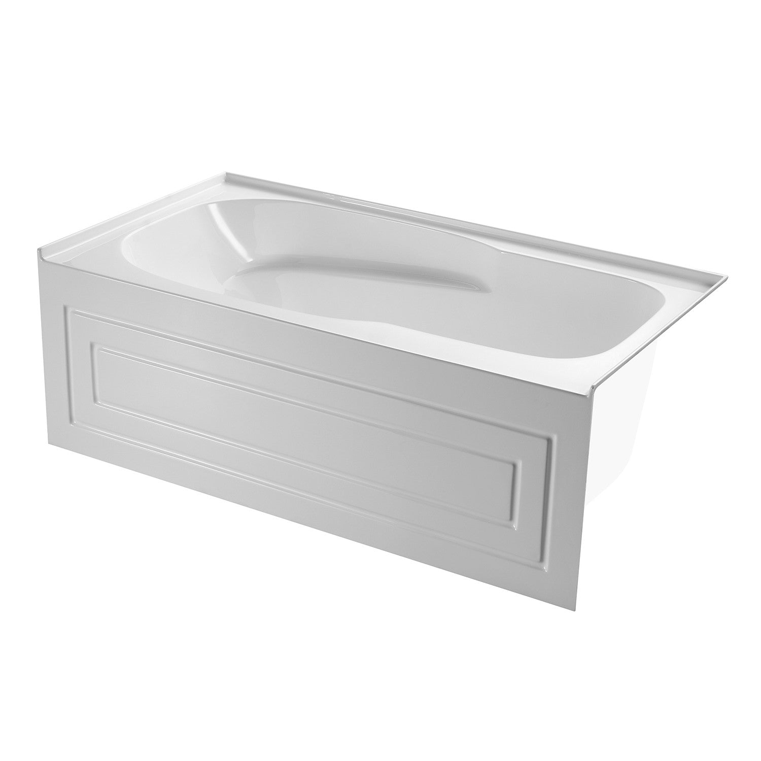 Aqua Eden VTAP6031R21C 60" Acrylic Rectangular 3-Wall Alcove Tub with Anti-Skid Surface, Right Hand Drain, Glossy White