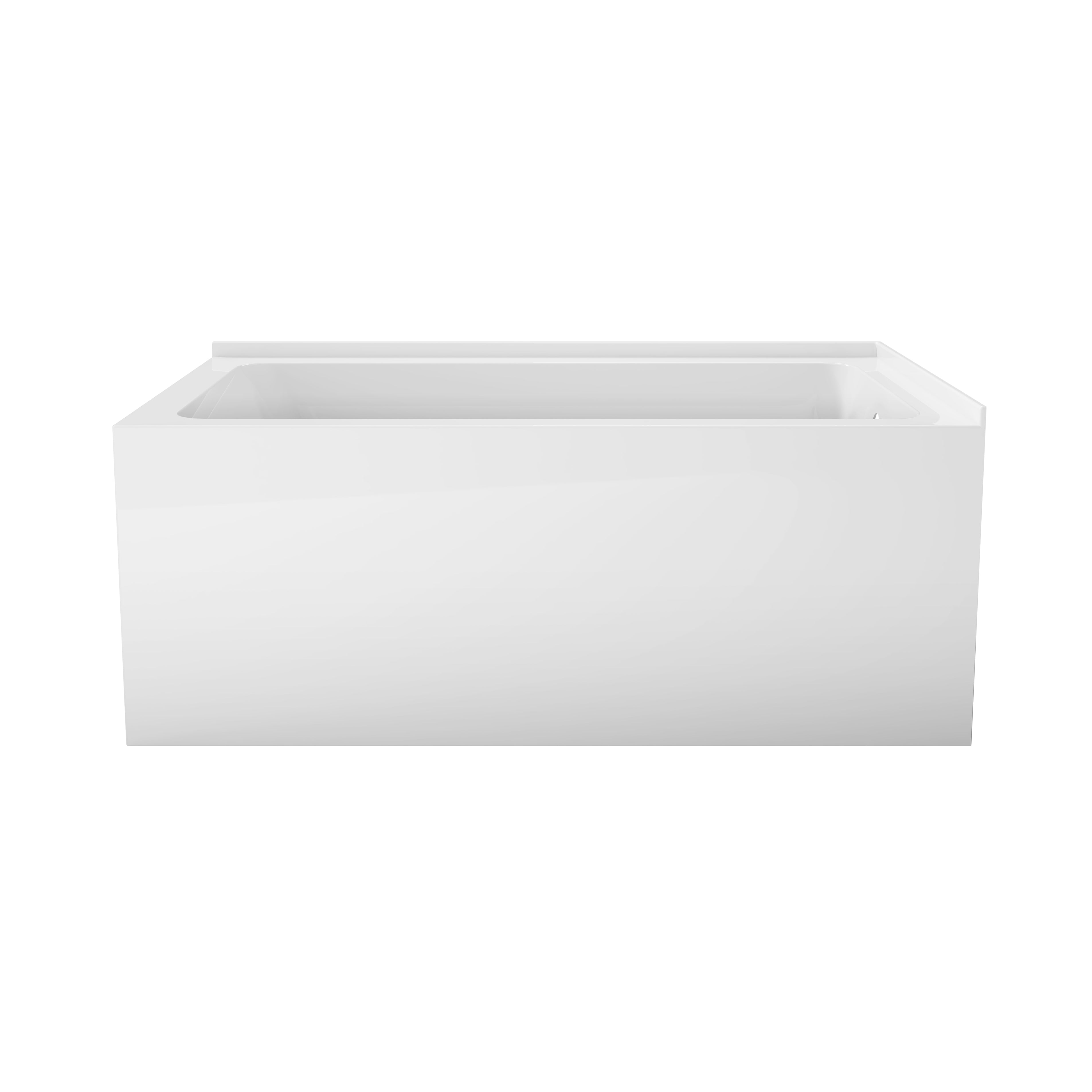 Aqua Eden VTAP5430R22TS 54" Acrylic Rectangular 2-Wall Corner Alcove Tub, Right Hand Drain, Glossy White