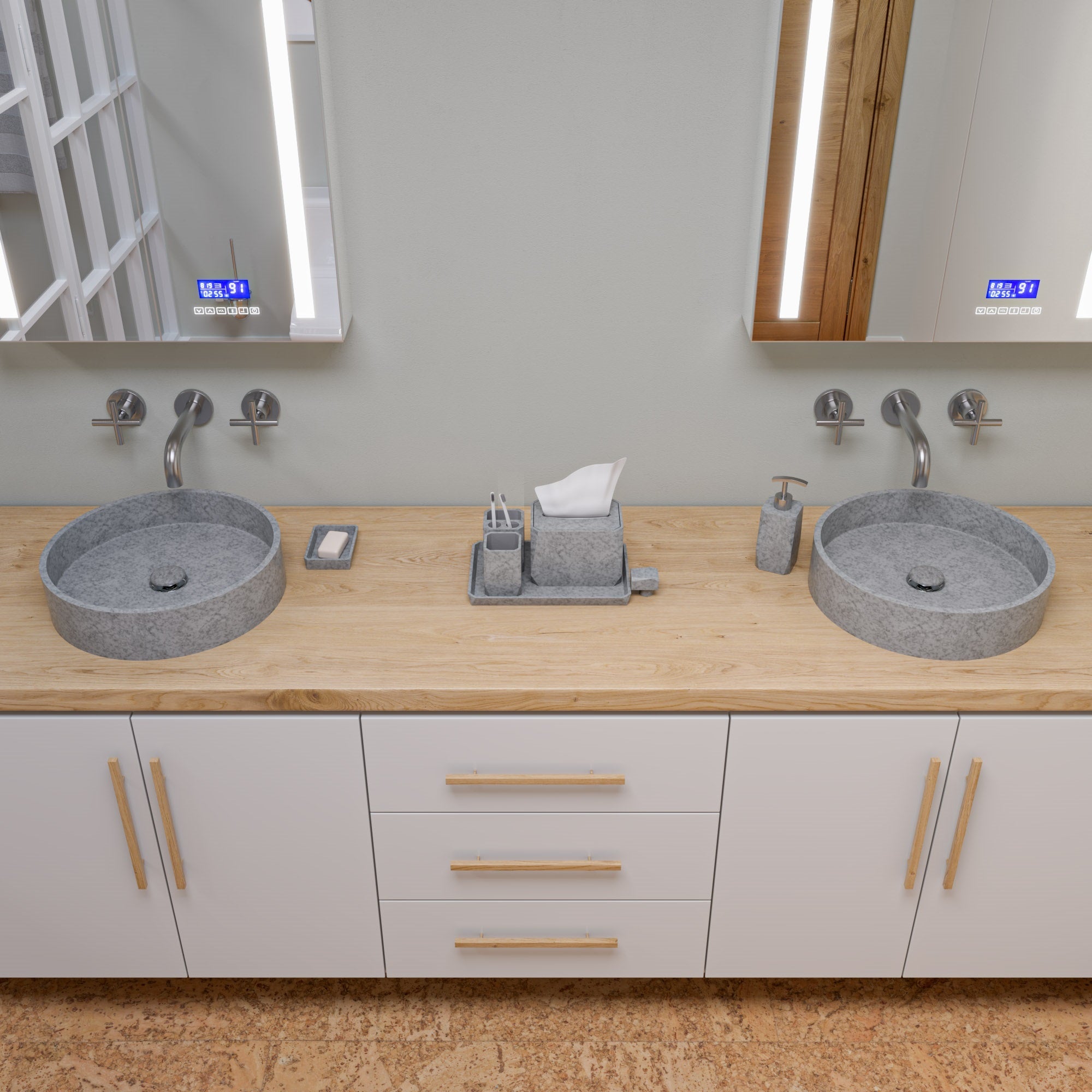 ALFI AB1035-BN Brushed Nickel 8" Widespread Wall-Mounted Cross Handle Faucet