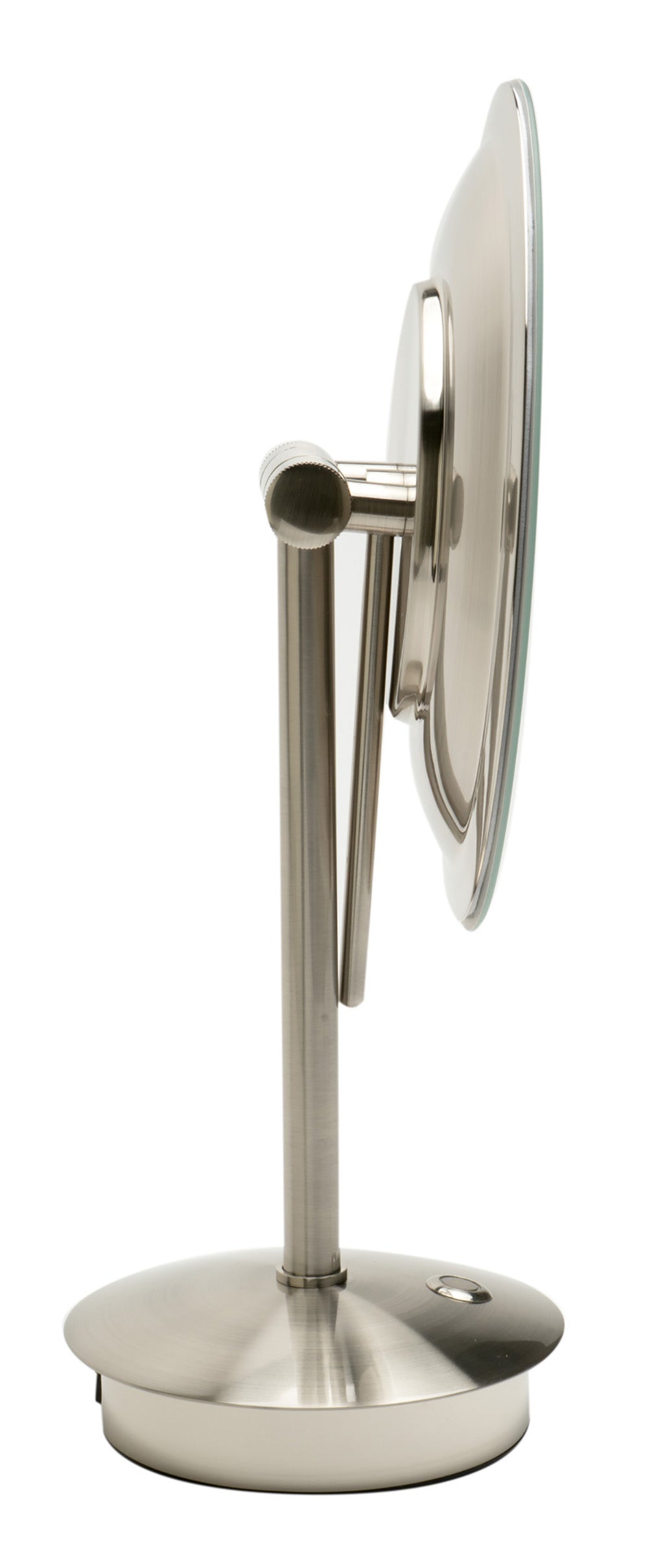 ALFI ABM9FLED-BN Brushed Nickel Tabletop Round 9" 5x Magnifying Cosmetic Mirror with Light