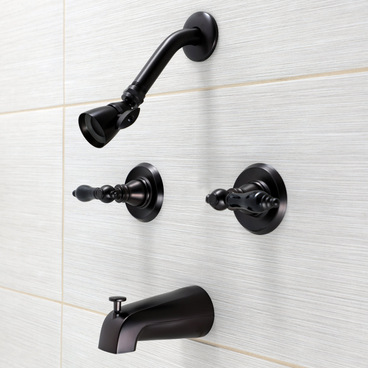 Kingston Brass KB245AKL Duchess Double-Handle Tub and Shower Faucet, Oil Rubbed Bronze