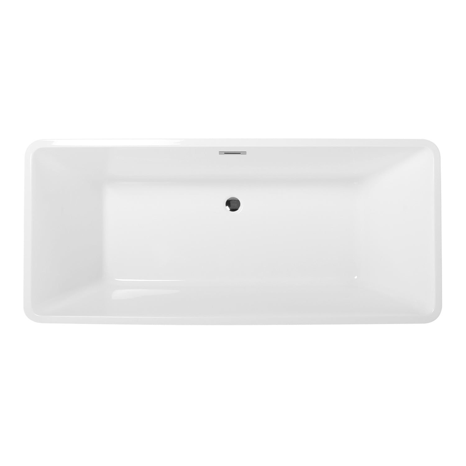 Kingston Brass VTSQ672923 67" Acrylic Rectangular Double Ended Freestanding Tub with Drain, Glossy White