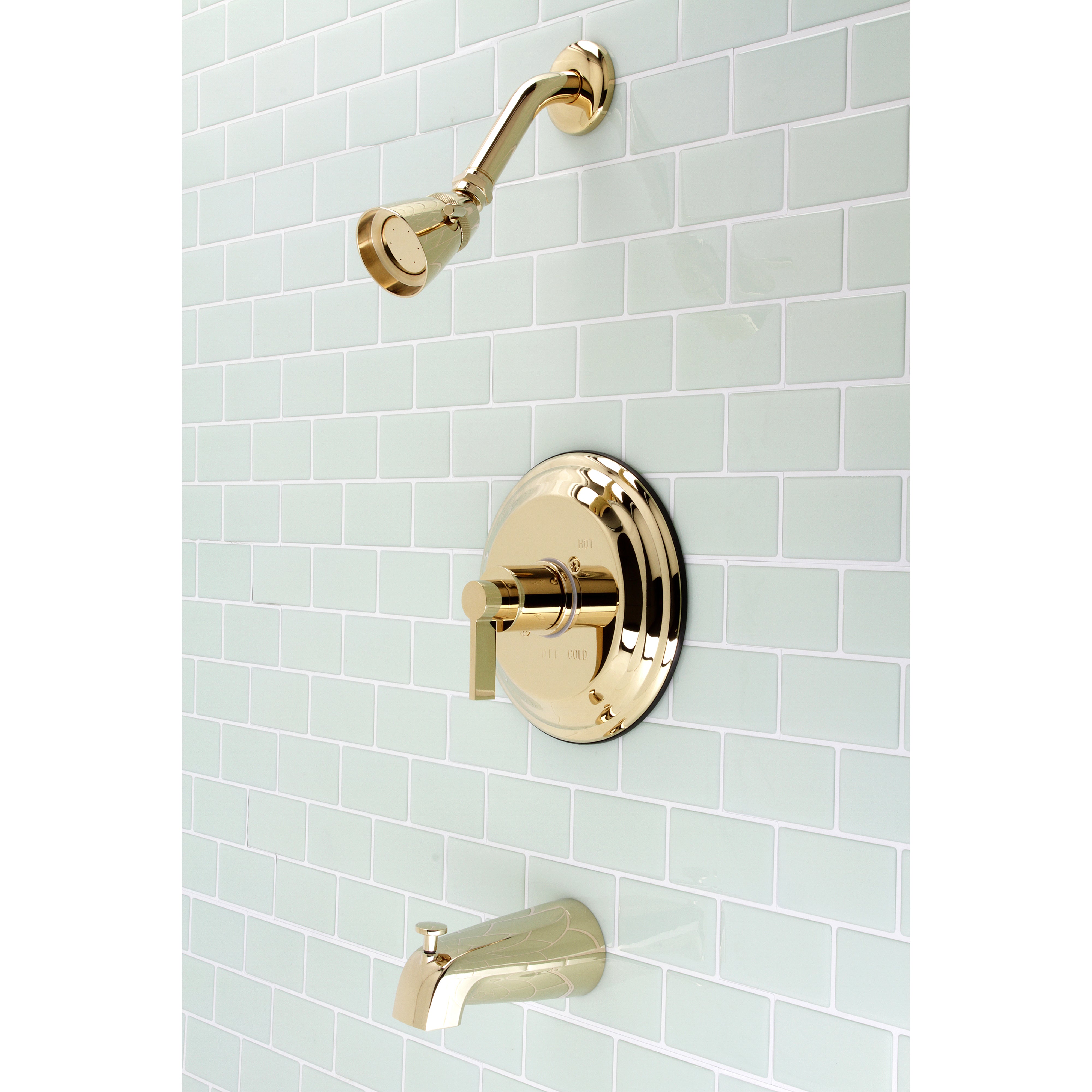 Kingston Brass KB3632NDL NuvoFusion Single-Handle Pressure Balanced Tub and Shower Faucet, Polished Brass