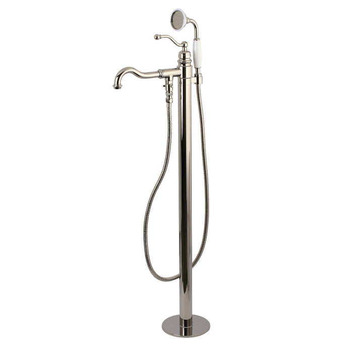 Kingston Brass KS7136ABL English Country Freestanding Tub Faucet with Hand Shower, Polished Nickel