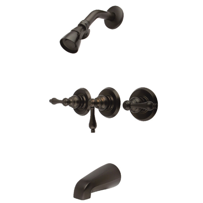 Kingston Brass KB235AL Victorian Triple-Handle Tub and Shower Faucet, Oil Rubbed Bronze