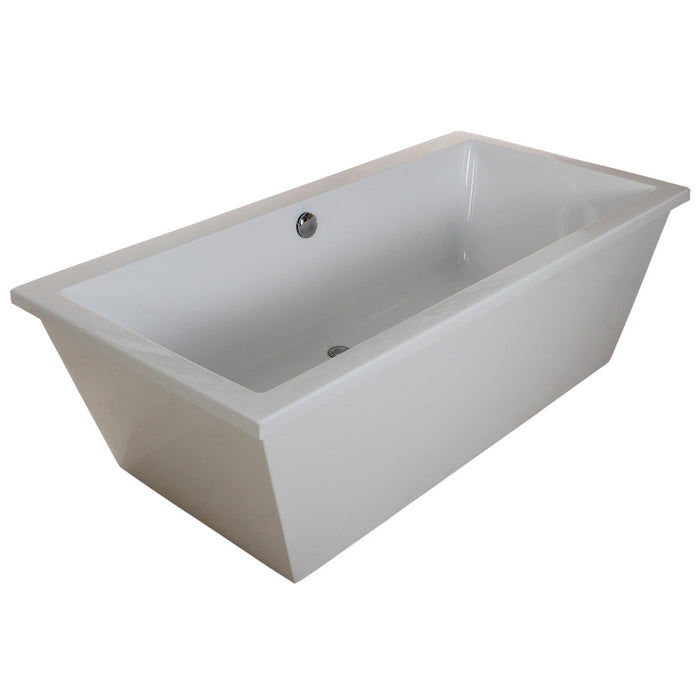 Kingston Brass VTSQ663422 66" Acrylic Rectangular Double Ended Freestanding Tub with Drain, Glossy White