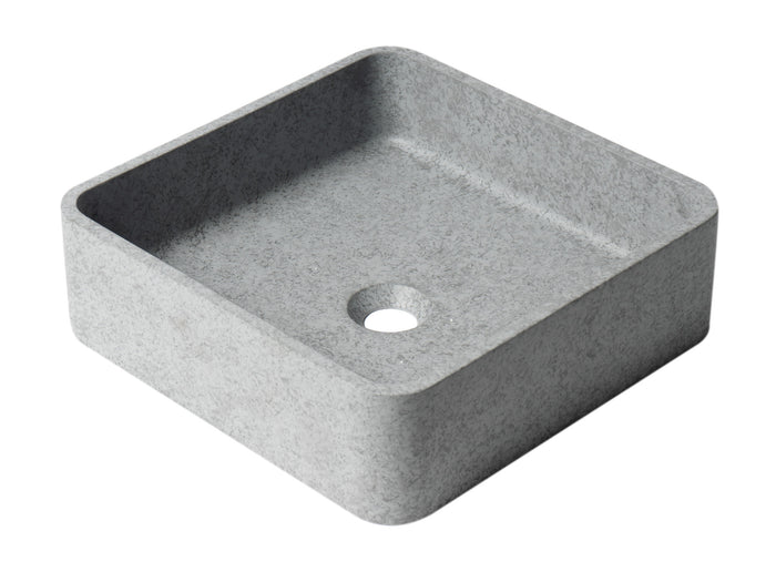 16" Solid Concrete Chiseled Style Square Above Mount Vessel Sink