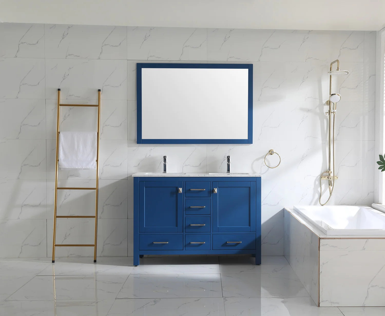 Eviva London Transitional Bathroom Vanity w/ White Carrara Top - Bathroom Design Center