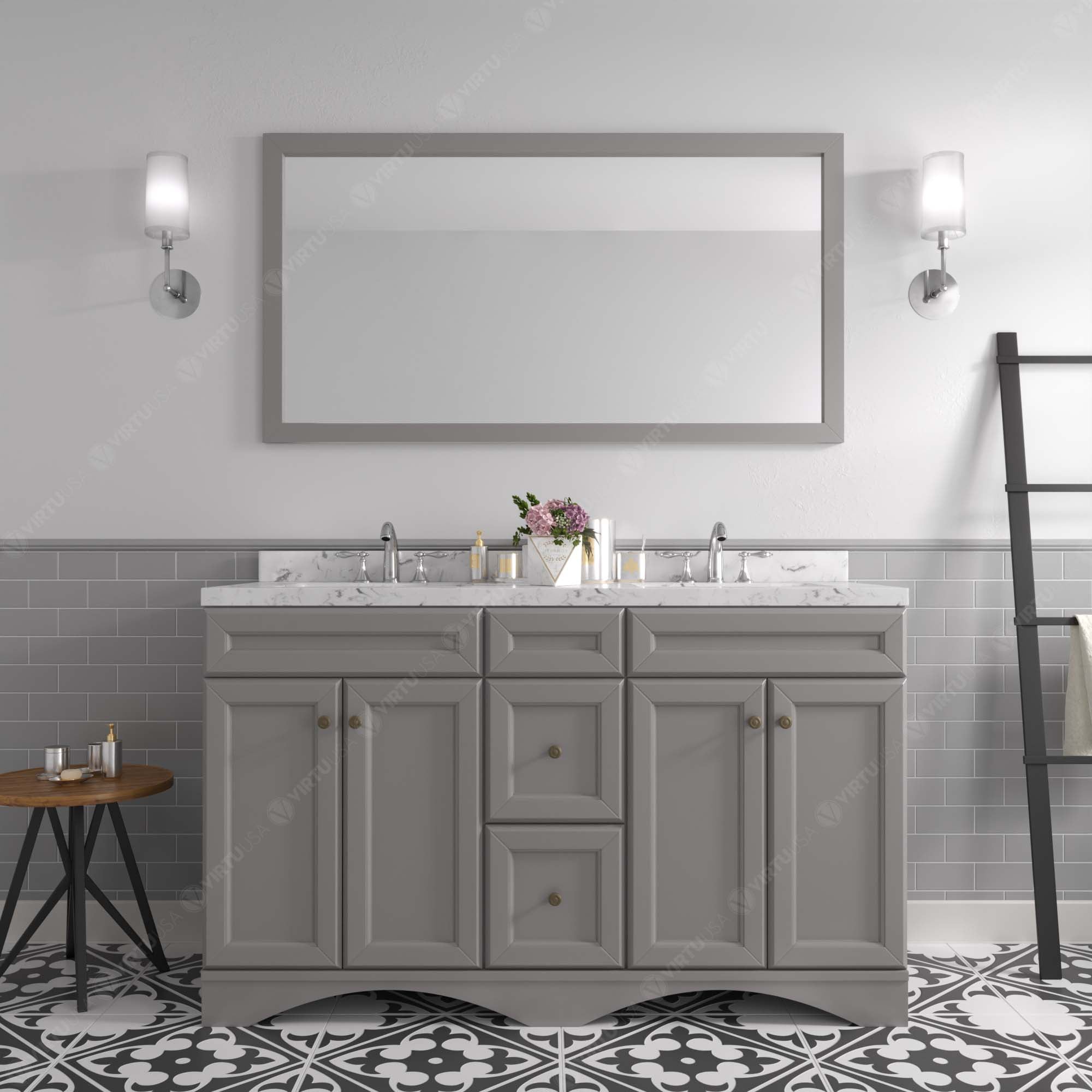 Virtu USA Talisa 60" Double Bath Vanity in Gray (multiple options)