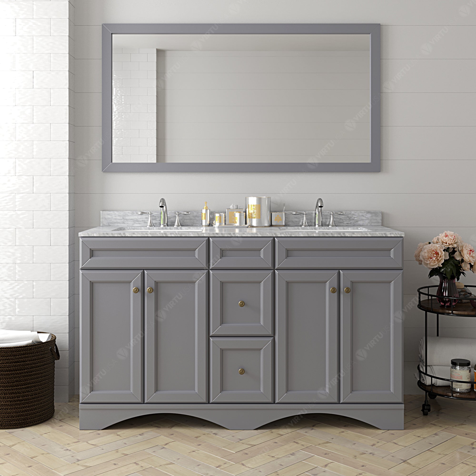 Virtu USA Talisa 60" Double Bath Vanity in Gray (multiple options)