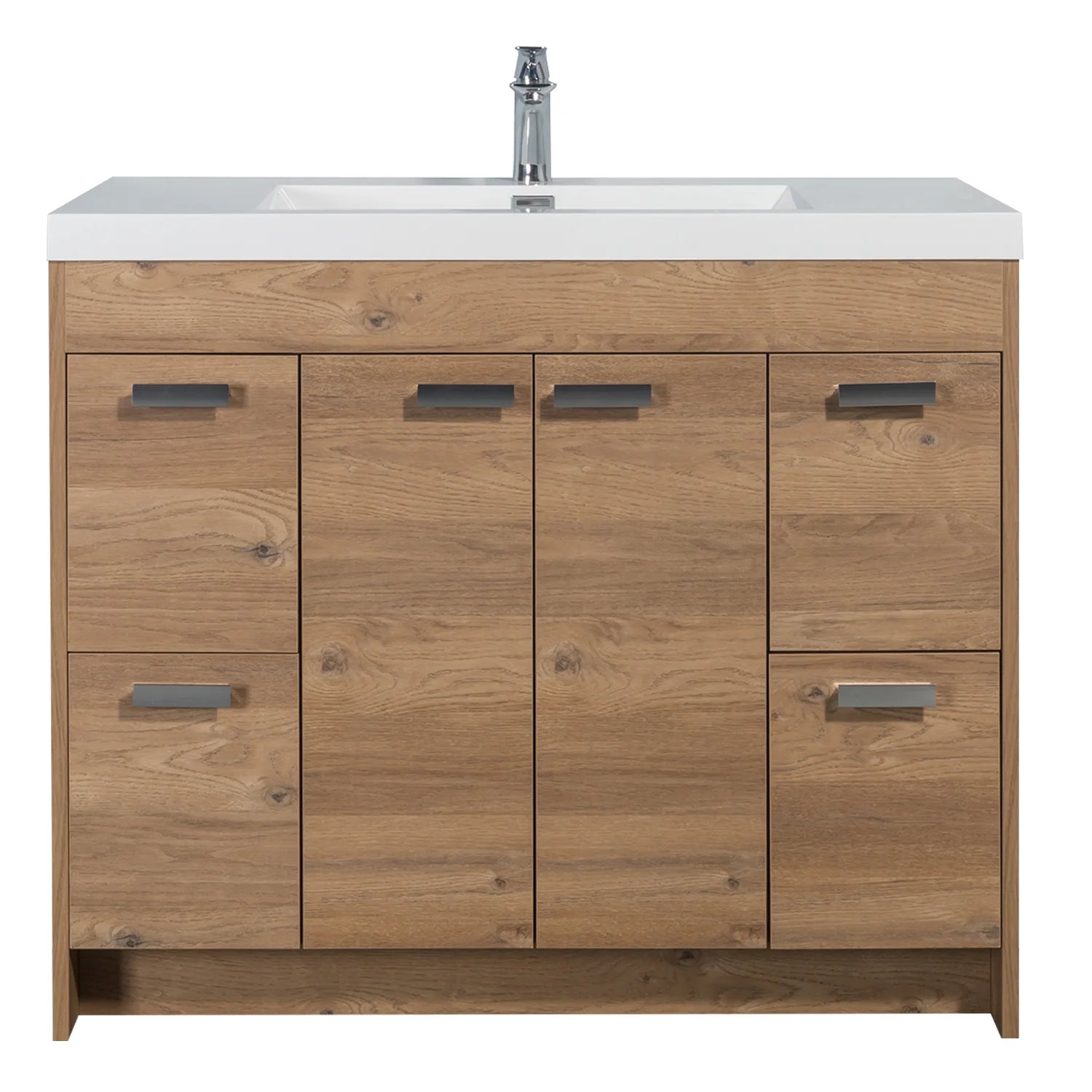 Eviva Lugano Modern Bathroom Vanity w/ White Integrated Top (Multiple Sizes and Colors) - Bathroom Design Center