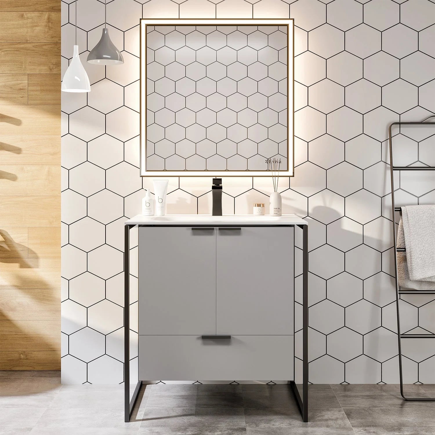 EVIVA Moma Bathroom Vanity with Black Metallic Legs - Bathroom Design Center