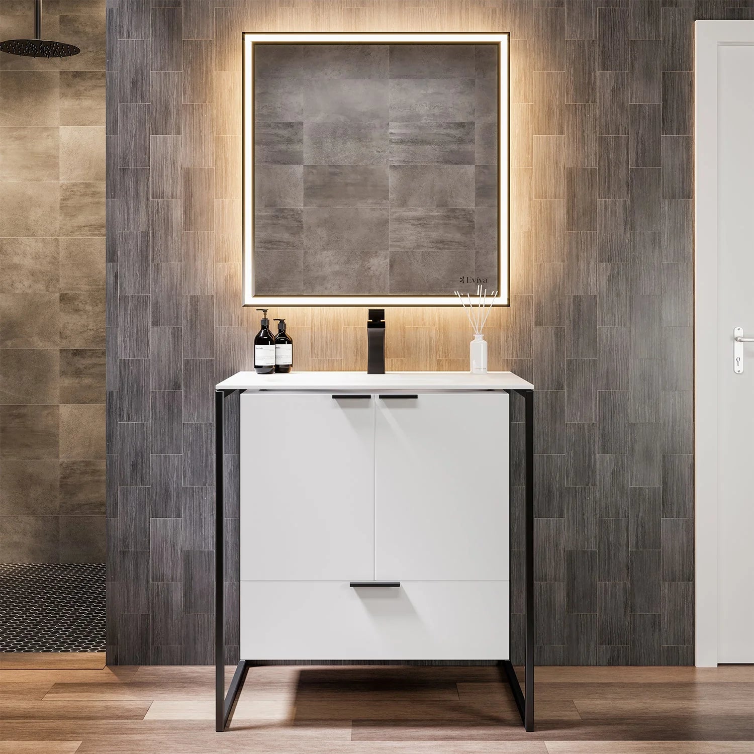 EVIVA Moma Bathroom Vanity with Black Metallic Legs - Bathroom Design Center