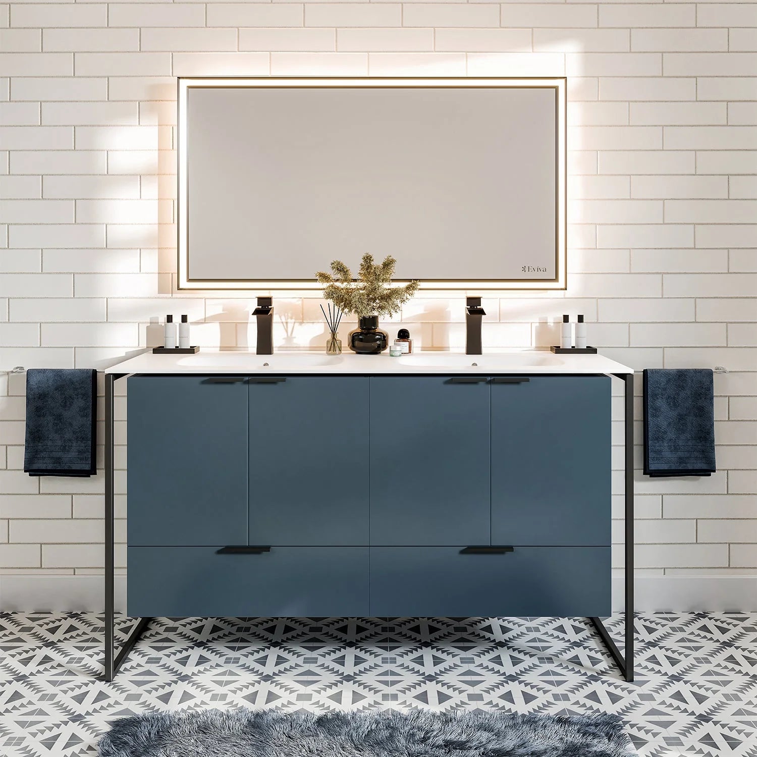 EVIVA Moma Bathroom Vanity with Black Metallic Legs - Bathroom Design Center