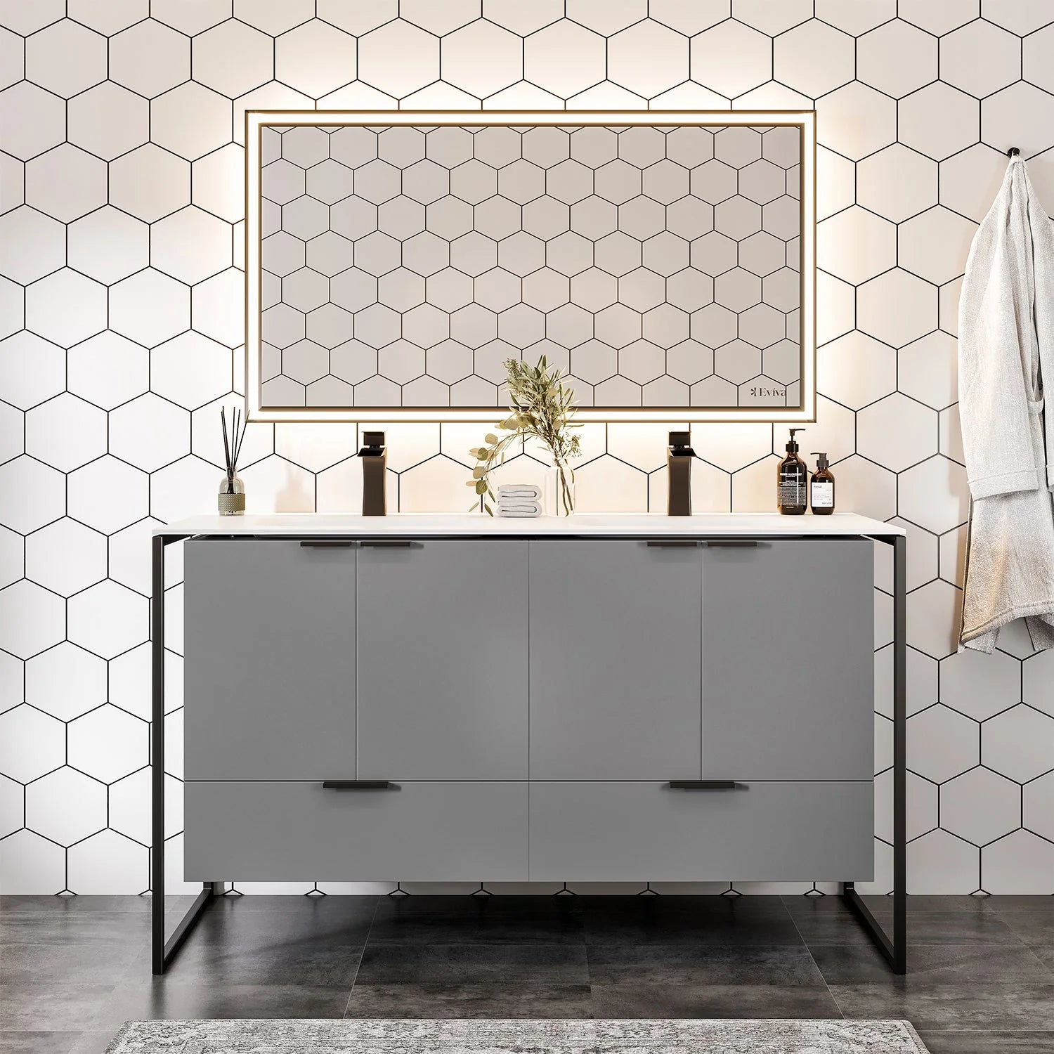 EVIVA Moma Bathroom Vanity with Black Metallic Legs - Bathroom Design Center