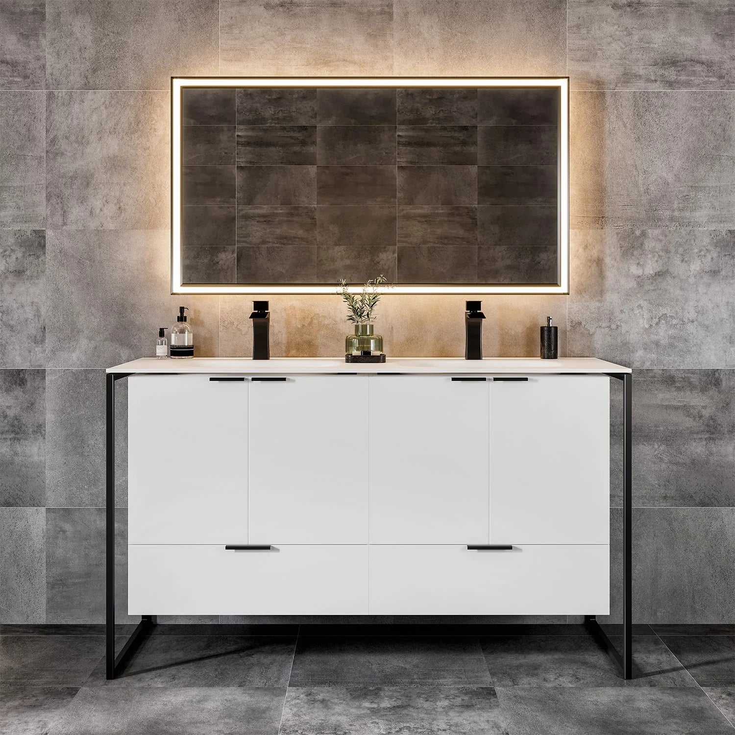 EVIVA Moma Bathroom Vanity with Black Metallic Legs - Bathroom Design Center