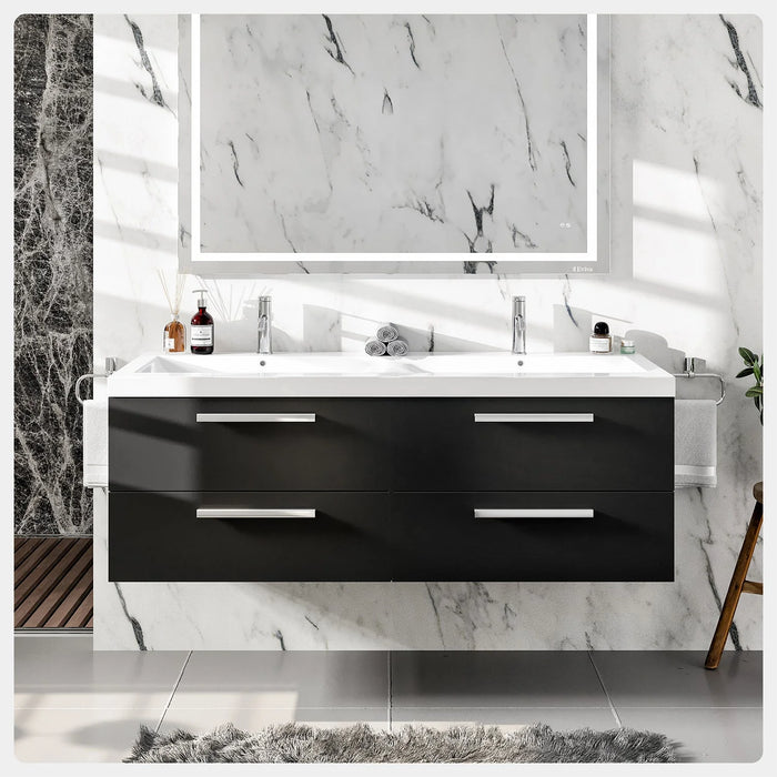 Eviva Surf 57" Modern Bathroom Vanity Set with Integrated White Acrylic Double Sink