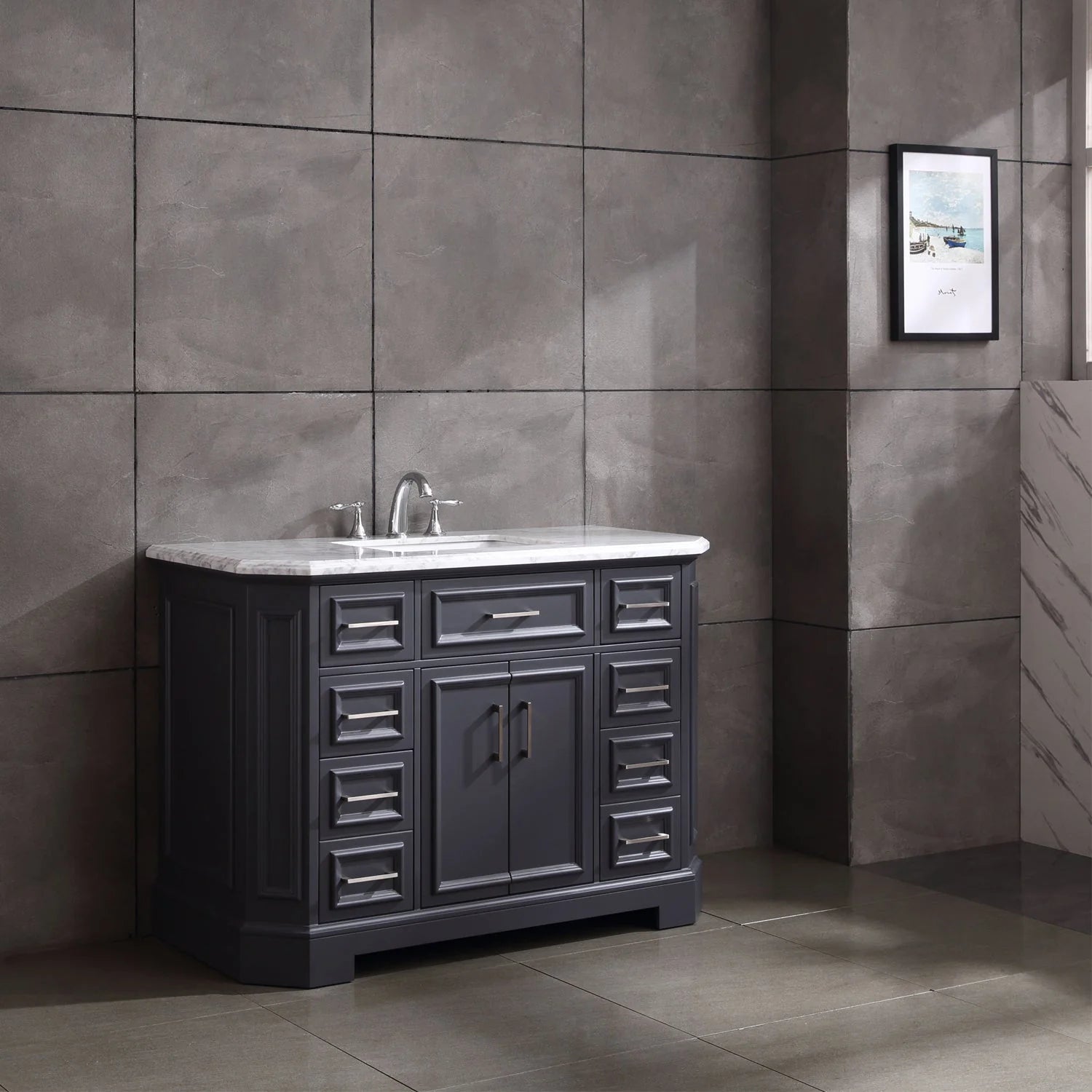 Eviva Glory Bathroom Vanity with Carrara Marble Countertop and Porcelain Sink - Bathroom Design Center