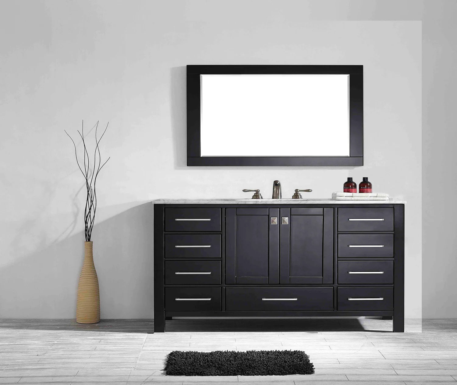 Eviva Aberdeen Transitional Bathroom Vanity w/ White Carrara Top - Bathroom Design Center