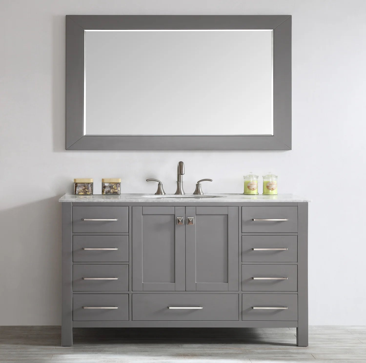 Eviva Aberdeen Transitional Bathroom Vanity w/ White Carrara Top - Bathroom Design Center