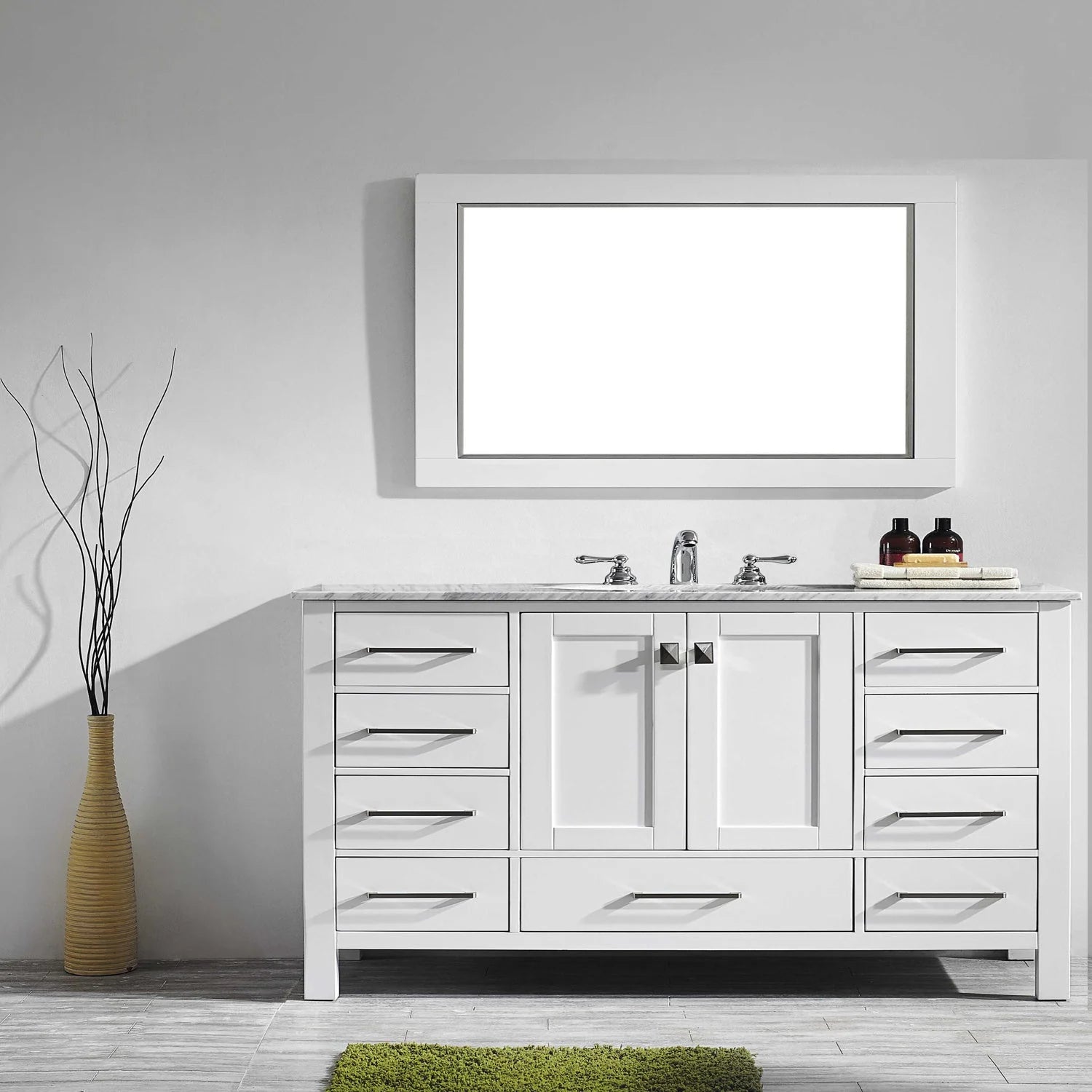 Eviva Aberdeen Transitional Bathroom Vanity w/ White Carrara Top - Bathroom Design Center