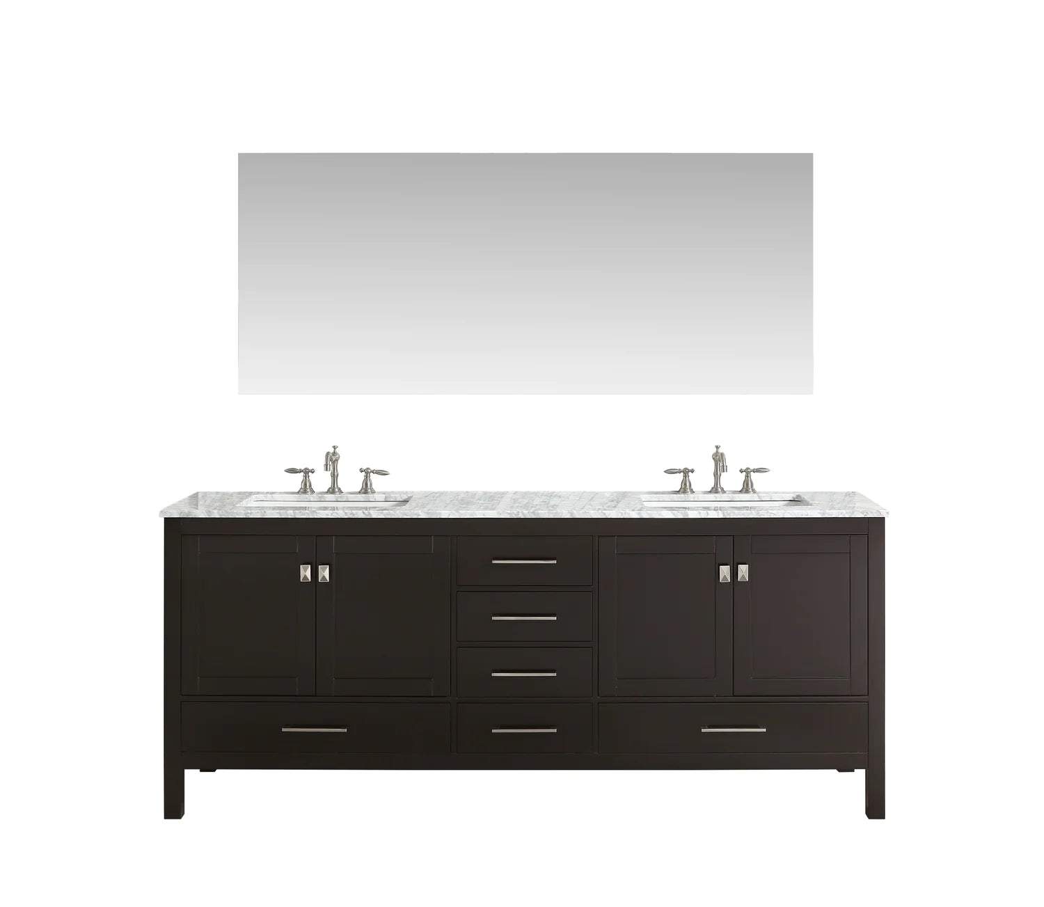 Eviva Aberdeen Transitional Bathroom Vanity w/ White Carrara Top - Bathroom Design Center