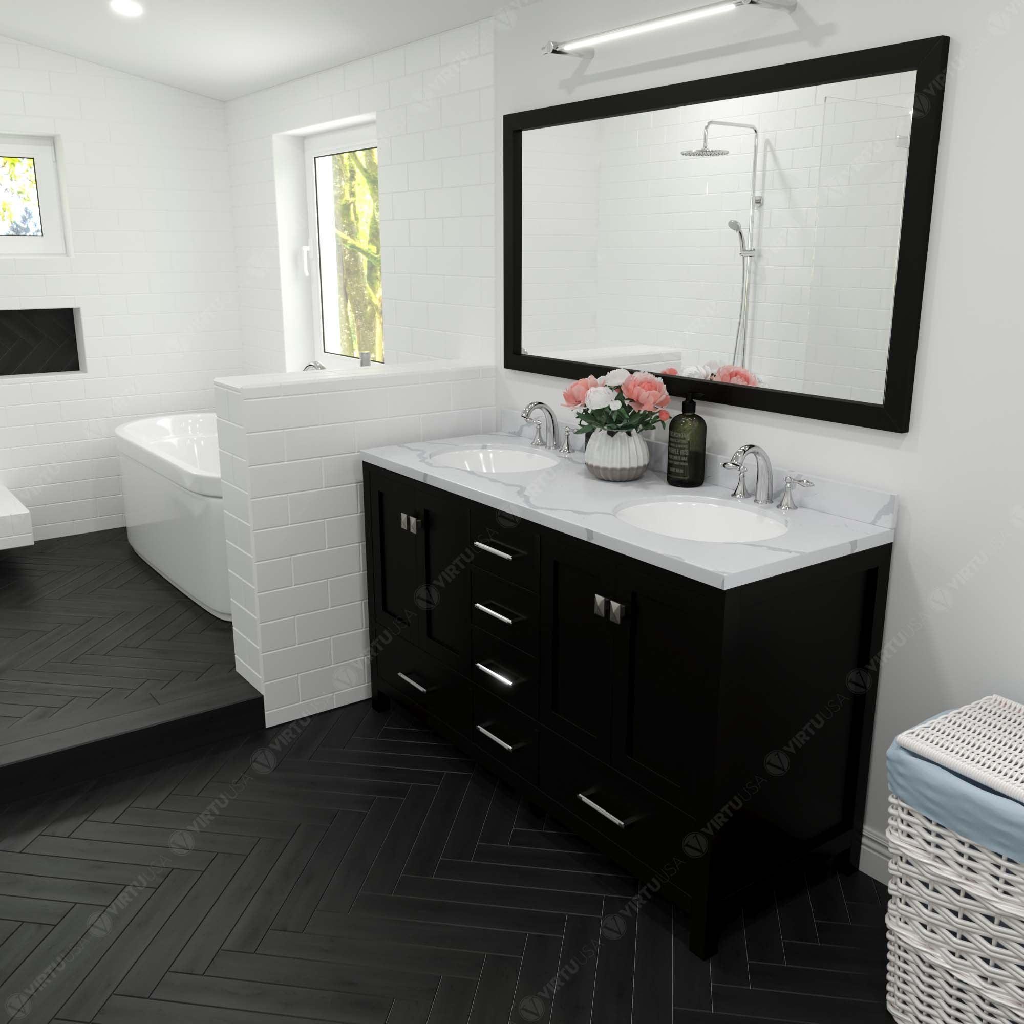 Virtu USA Caroline Avenue 60" Double Bath Vanity in Espresso - Bathroom Design Center