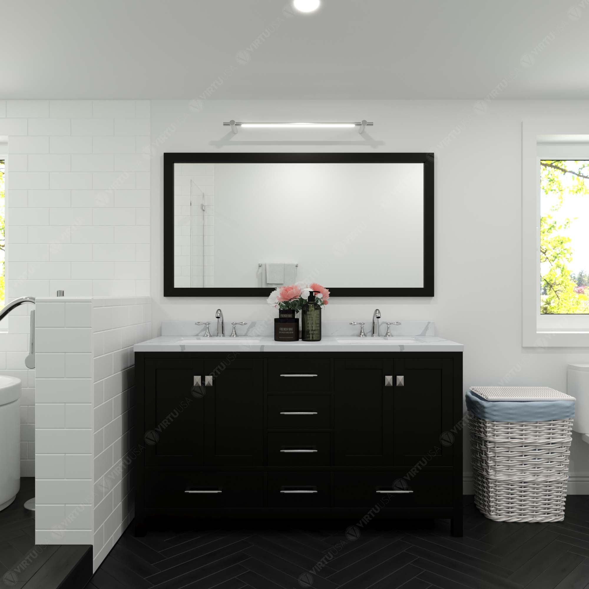 Virtu USA Caroline Avenue 60" Double Bath Vanity in Espresso - Bathroom Design Center