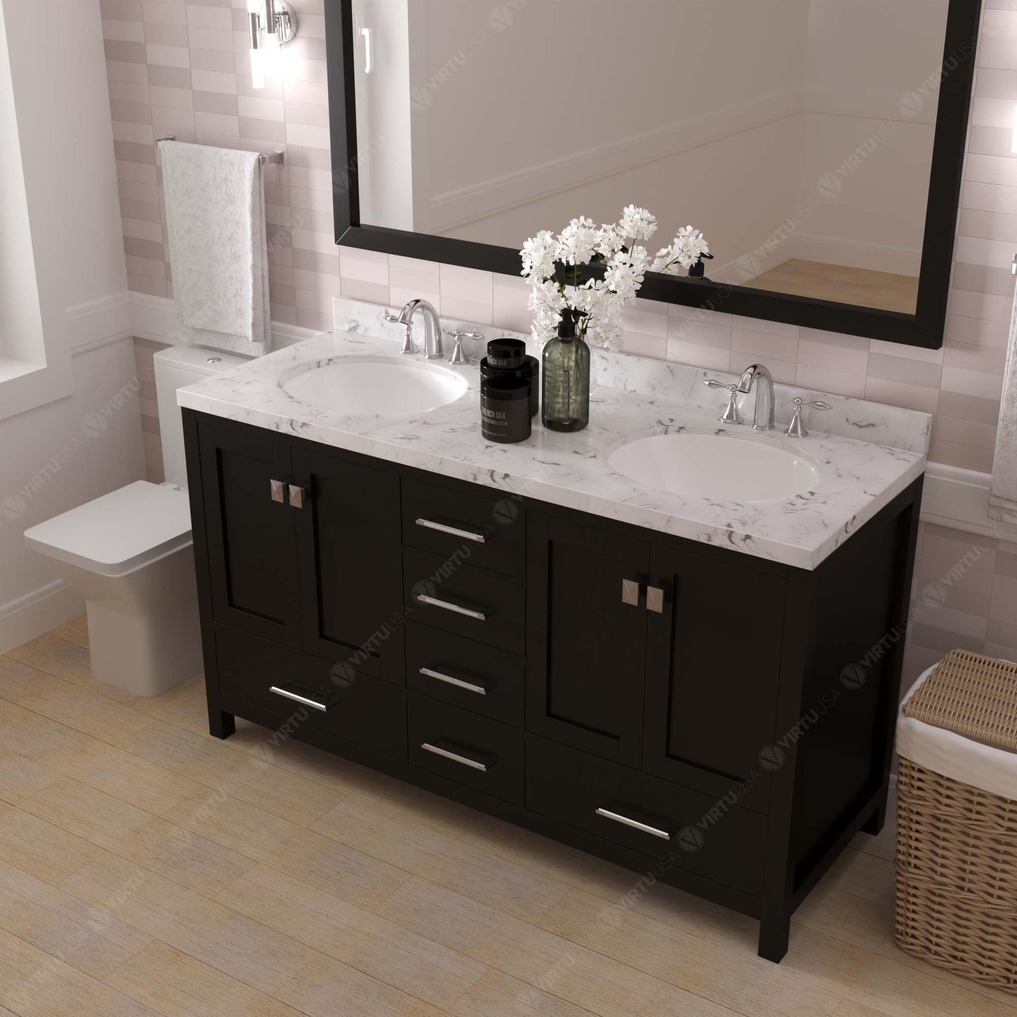 Virtu USA Caroline Avenue 60" Double Bath Vanity in Espresso - Bathroom Design Center