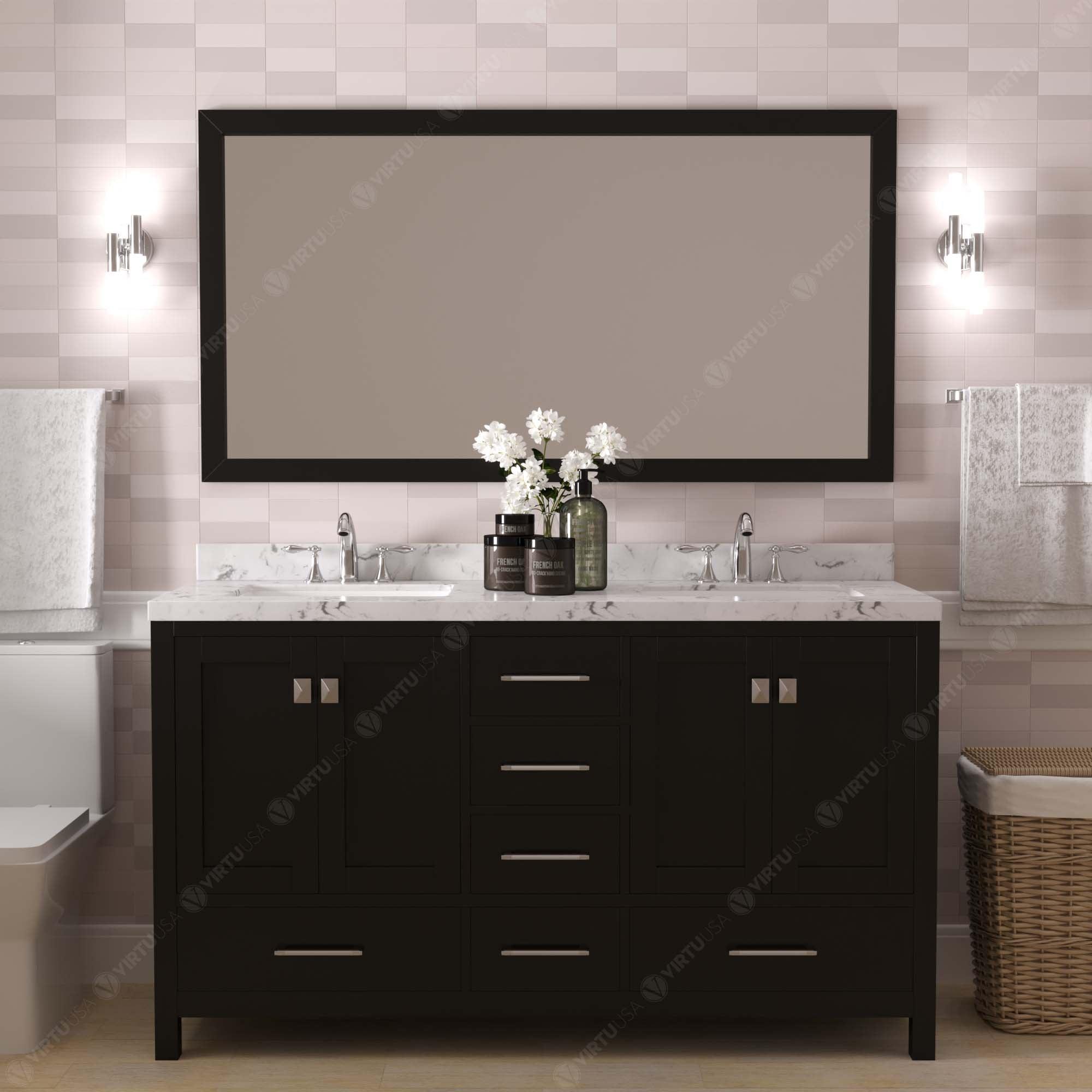 Virtu USA Caroline Avenue 60" Double Bath Vanity in Espresso - Bathroom Design Center