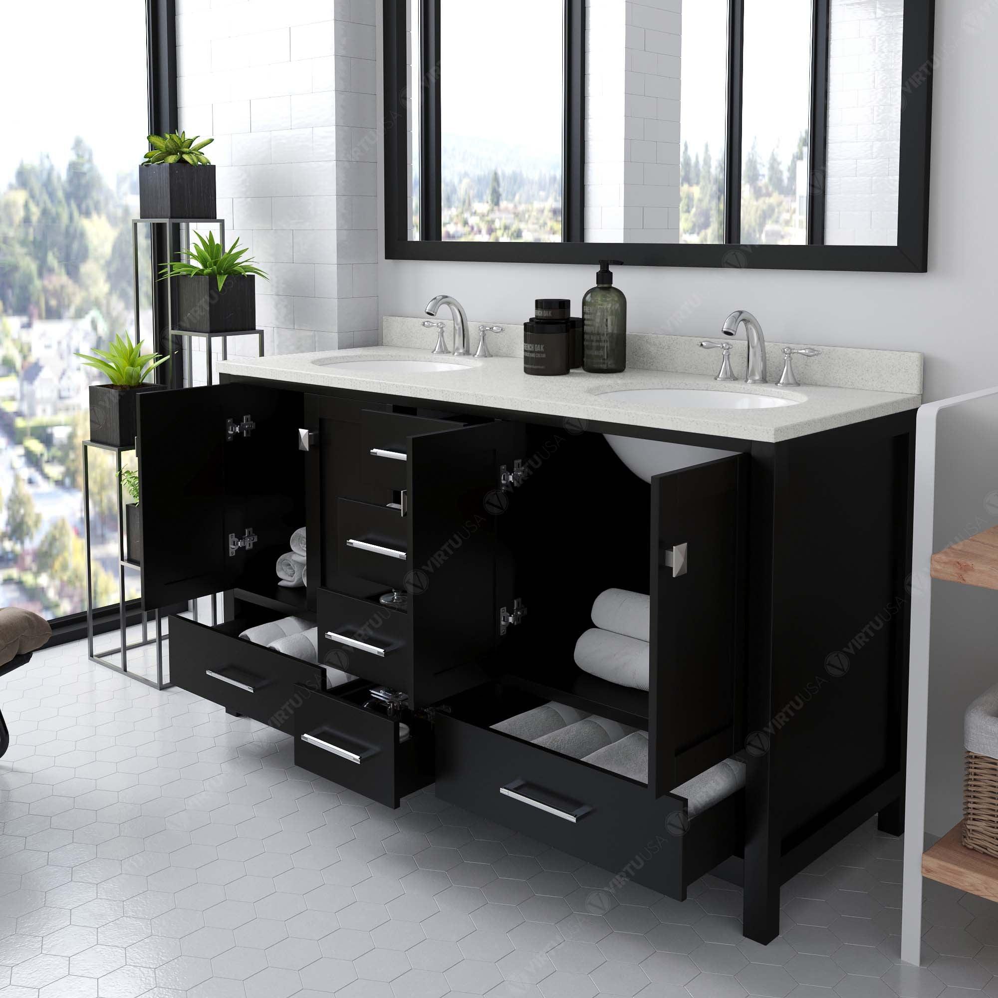 Virtu USA Caroline Avenue 60" Double Bath Vanity in Espresso - Bathroom Design Center
