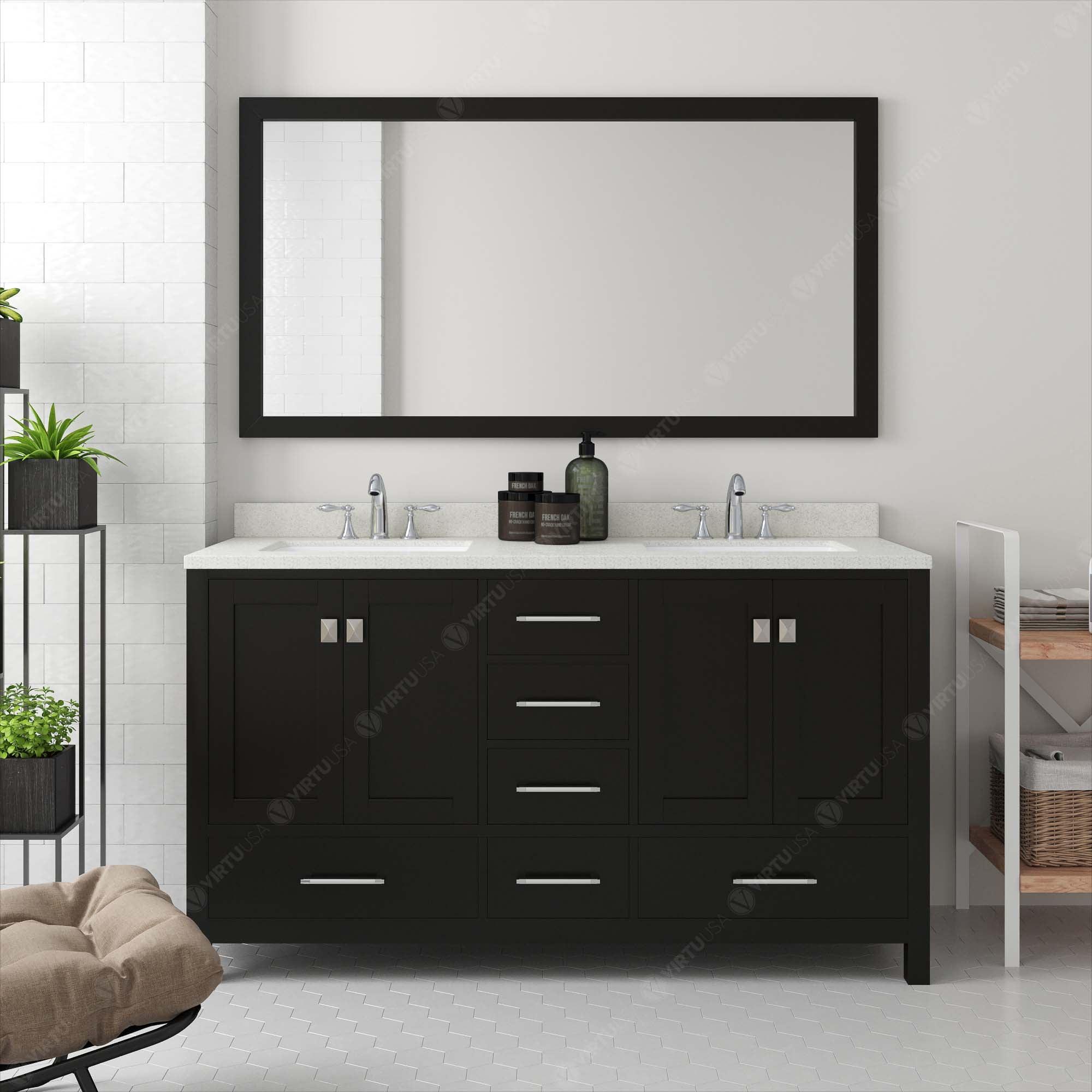 Virtu USA Caroline Avenue 60" Double Bath Vanity in Espresso - Bathroom Design Center
