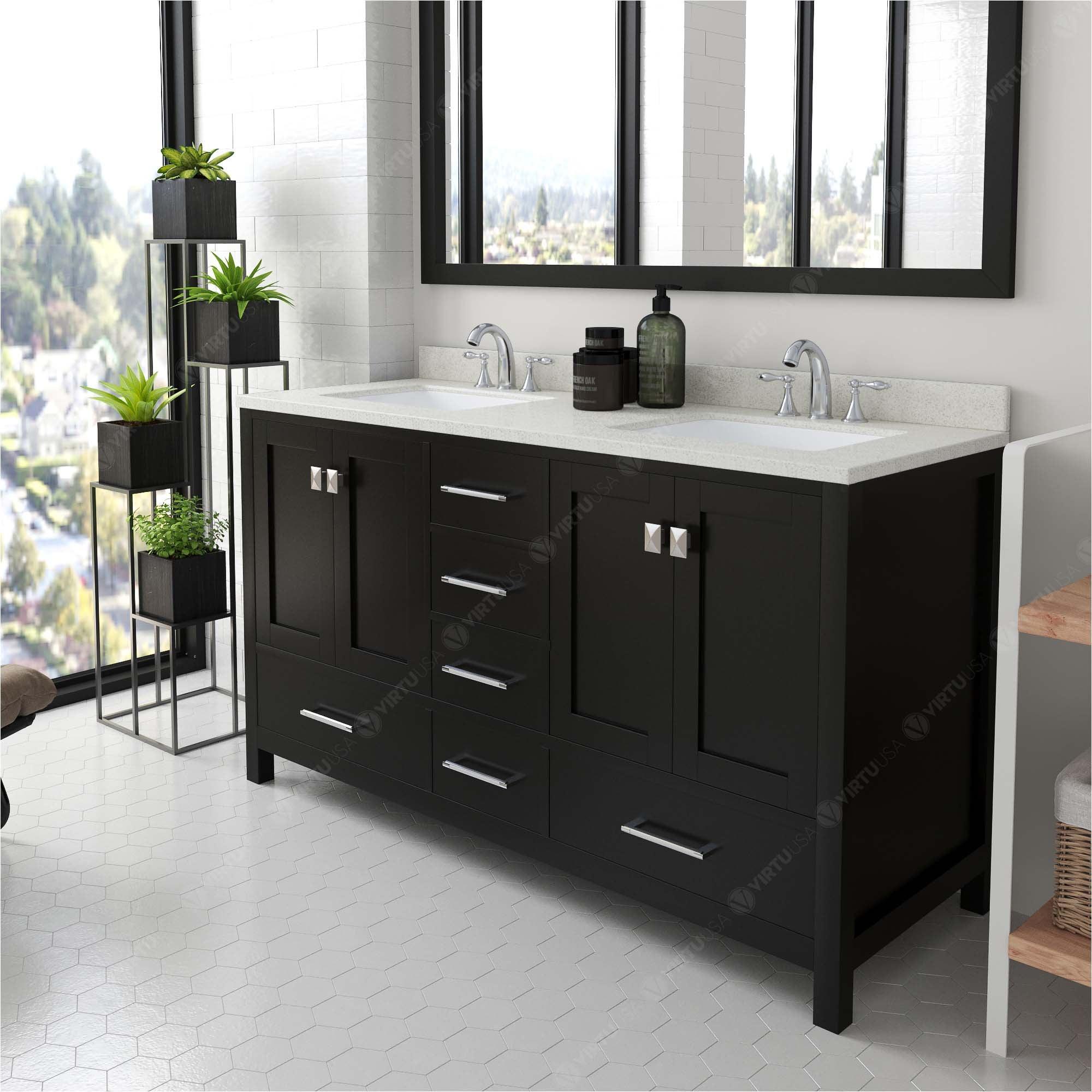 Virtu USA Caroline Avenue 60" Double Bath Vanity in Espresso - Bathroom Design Center