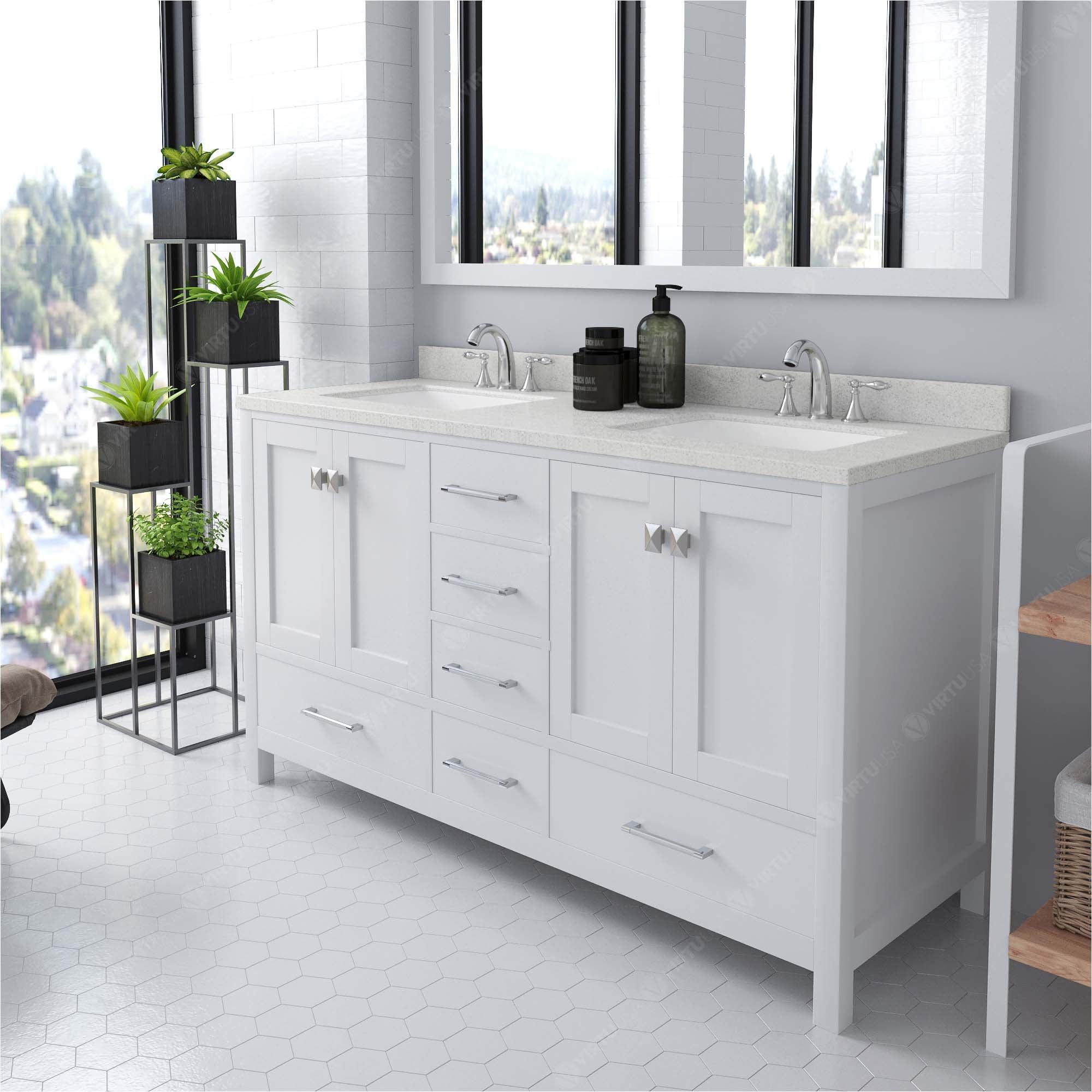 Virtu USA Caroline Avenue 60" Single Bath Vanity in White (multiple options) - Bathroom Design Center