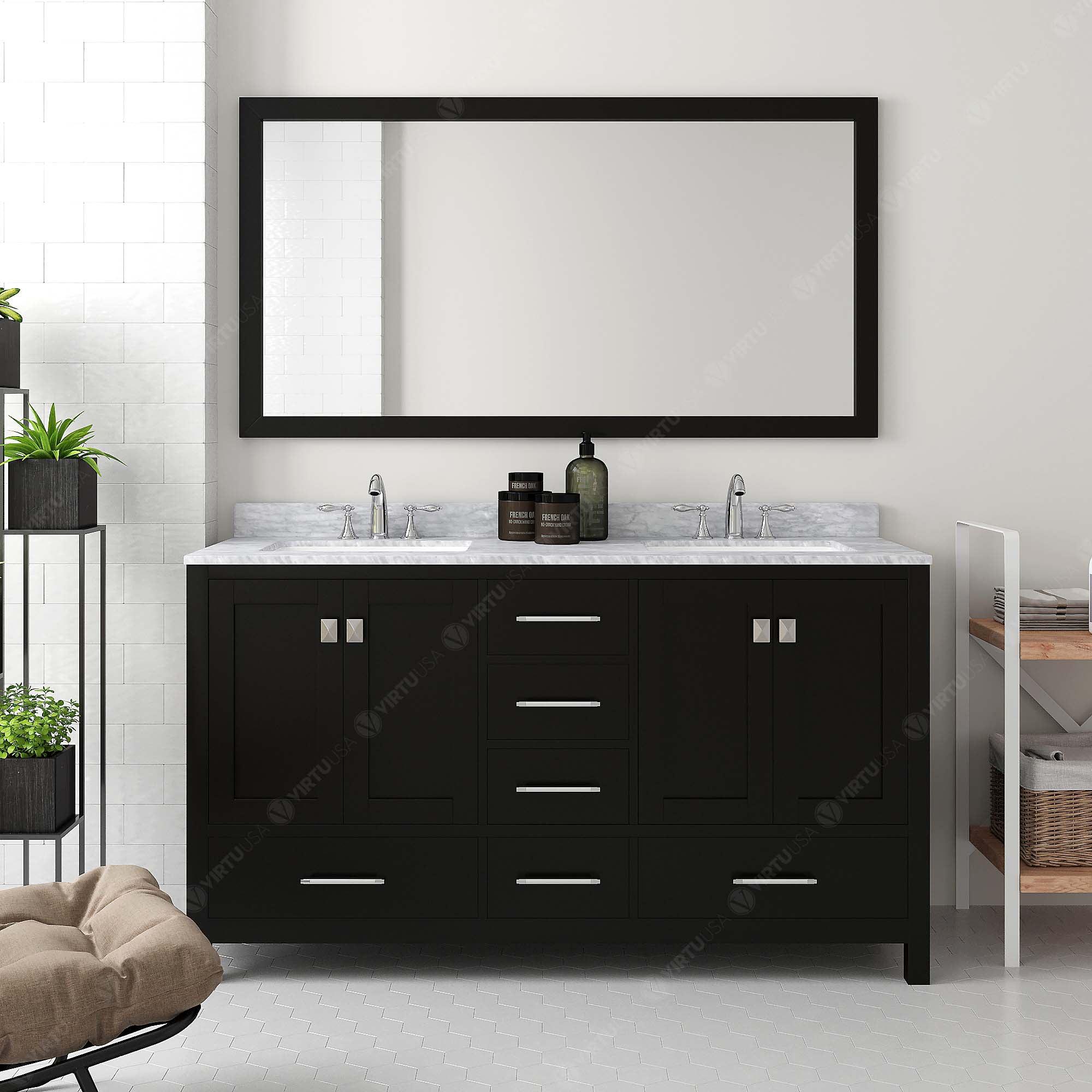 Virtu USA Caroline Avenue 60" Double Bath Vanity in Espresso - Bathroom Design Center