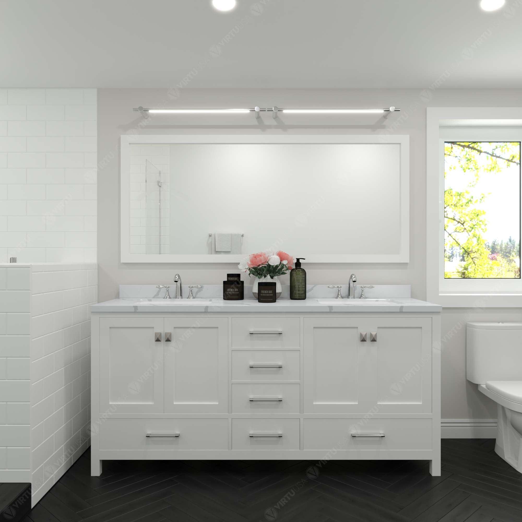 Caroline Avenue 72" Double Bath Vanity in White (multiple options) - Bathroom Design Center