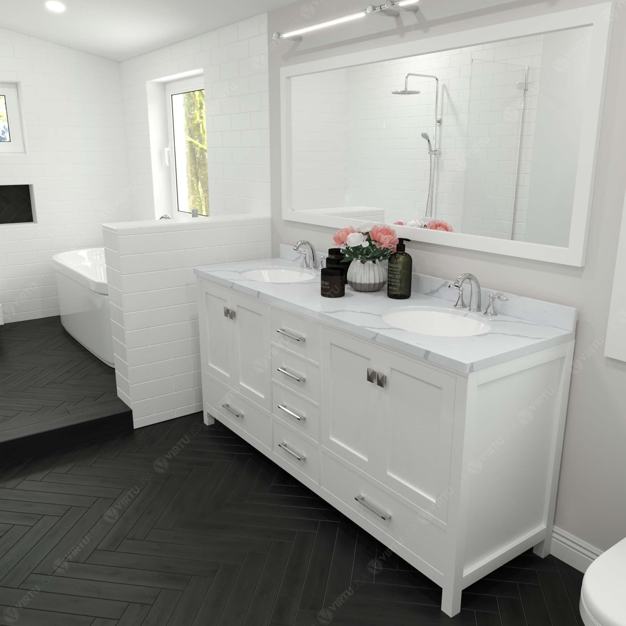 Caroline Avenue 72" Double Bath Vanity in White (multiple options) - Bathroom Design Center