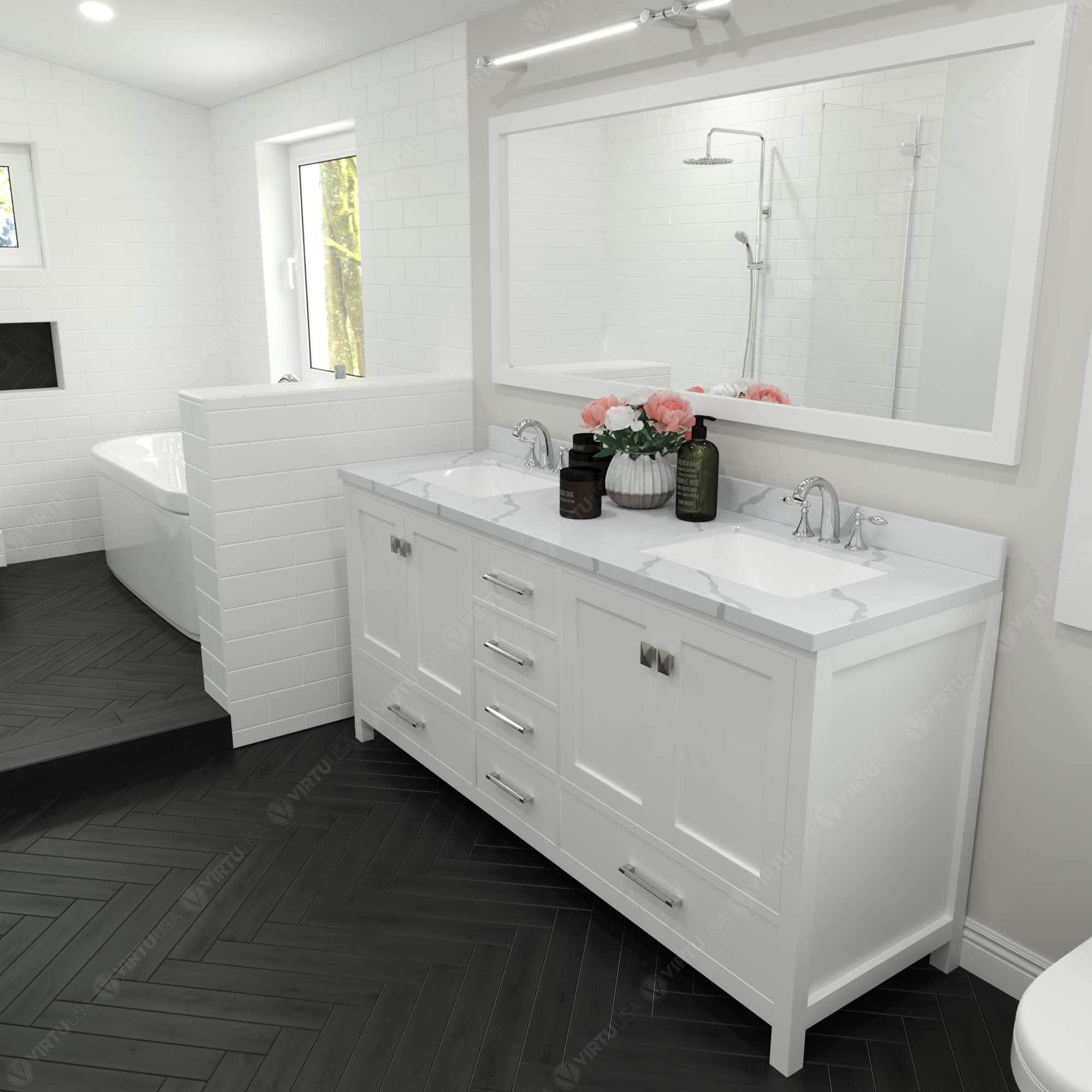 Caroline Avenue 72" Double Bath Vanity in White (multiple options) - Bathroom Design Center