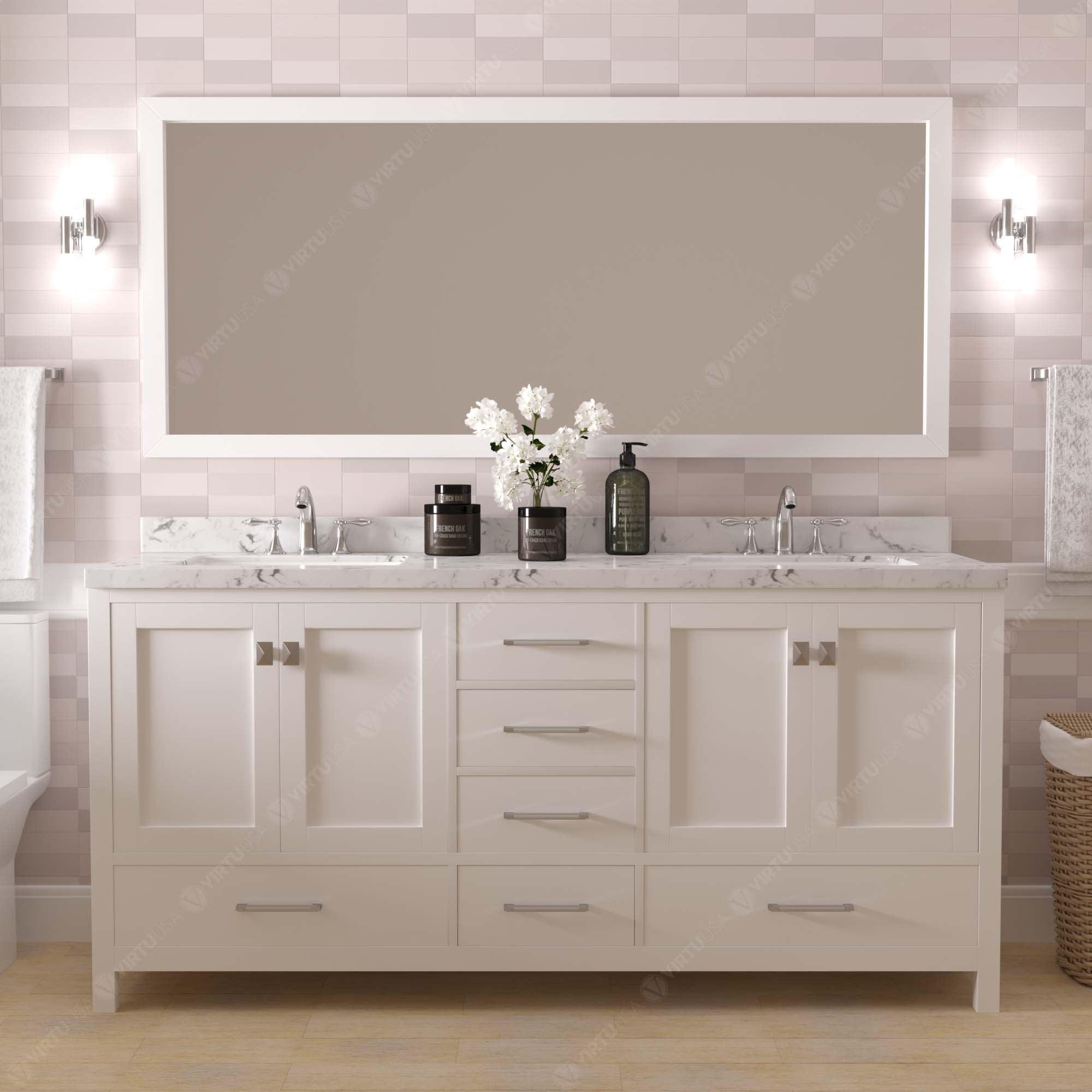 Caroline Avenue 72" Double Bath Vanity in White (multiple options) - Bathroom Design Center