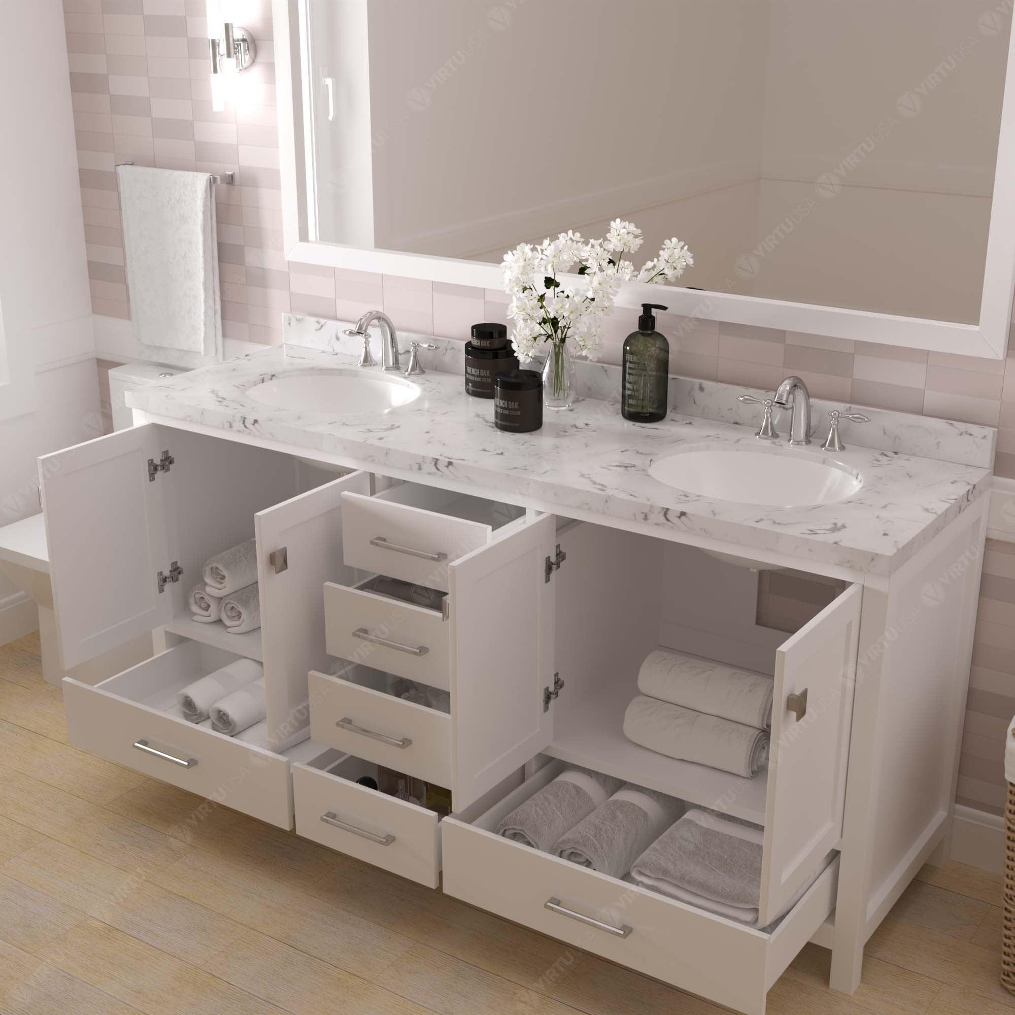 Caroline Avenue 72" Double Bath Vanity in White (multiple options) - Bathroom Design Center