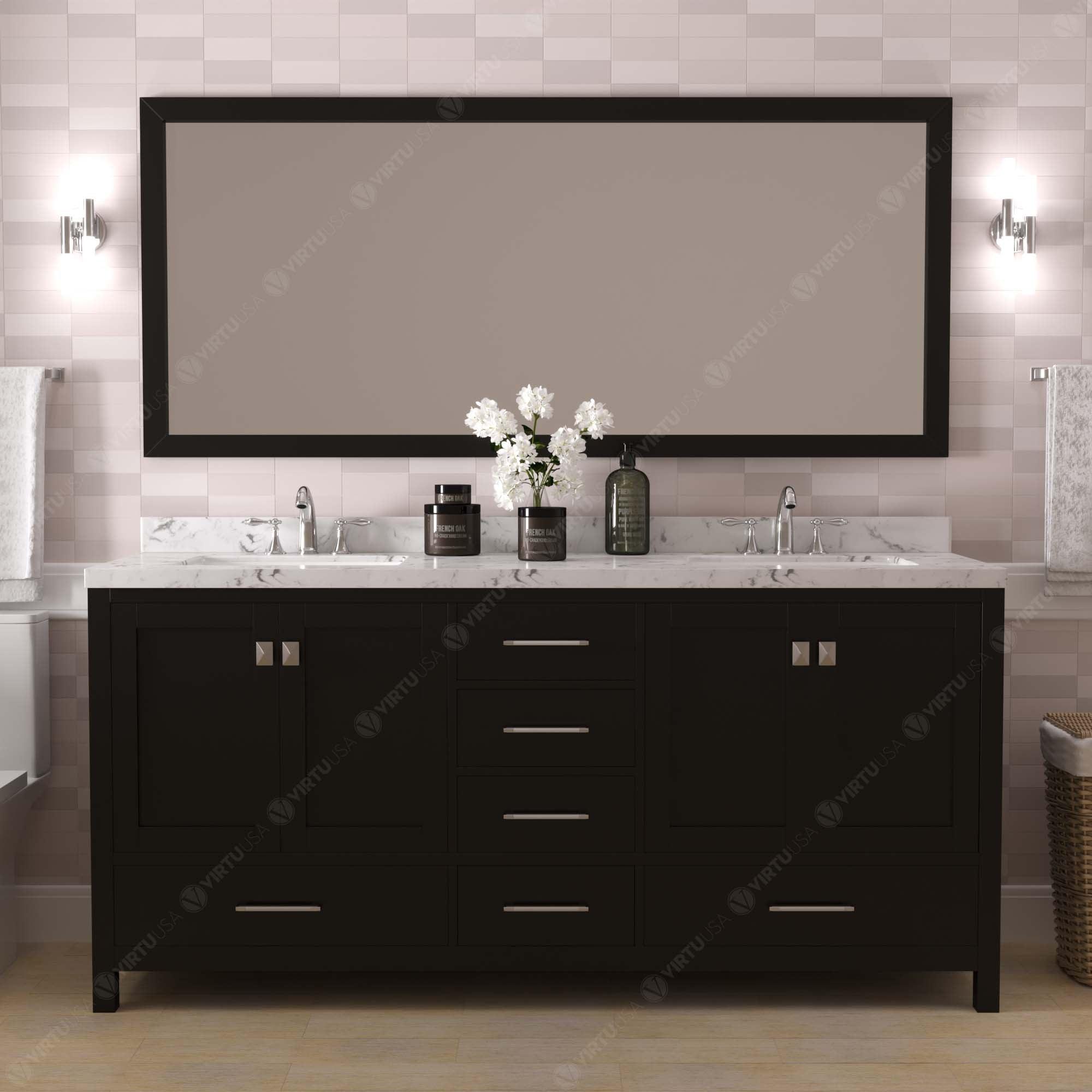 Virtu USA Caroline Avenue 72" Double Bath Vanity in Espresso (multiple options) - Bathroom Design Center