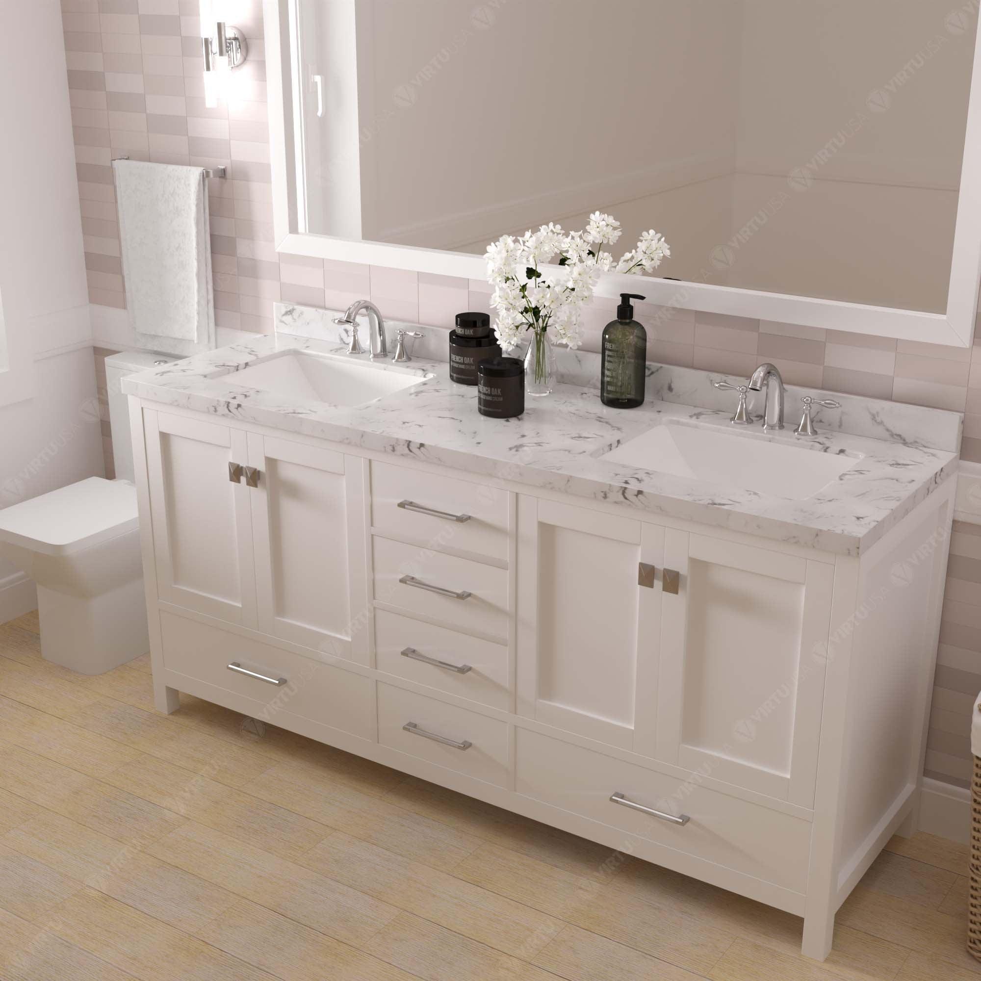 Caroline Avenue 72" Double Bath Vanity in White (multiple options) - Bathroom Design Center