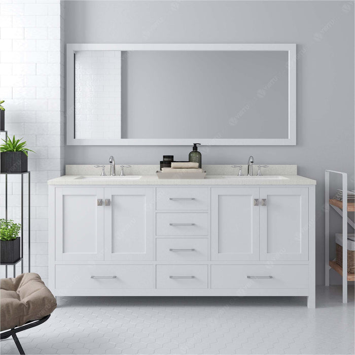 Virtu USA Caroline Avenue 72" Double Bath Vanity in White (multiple options)