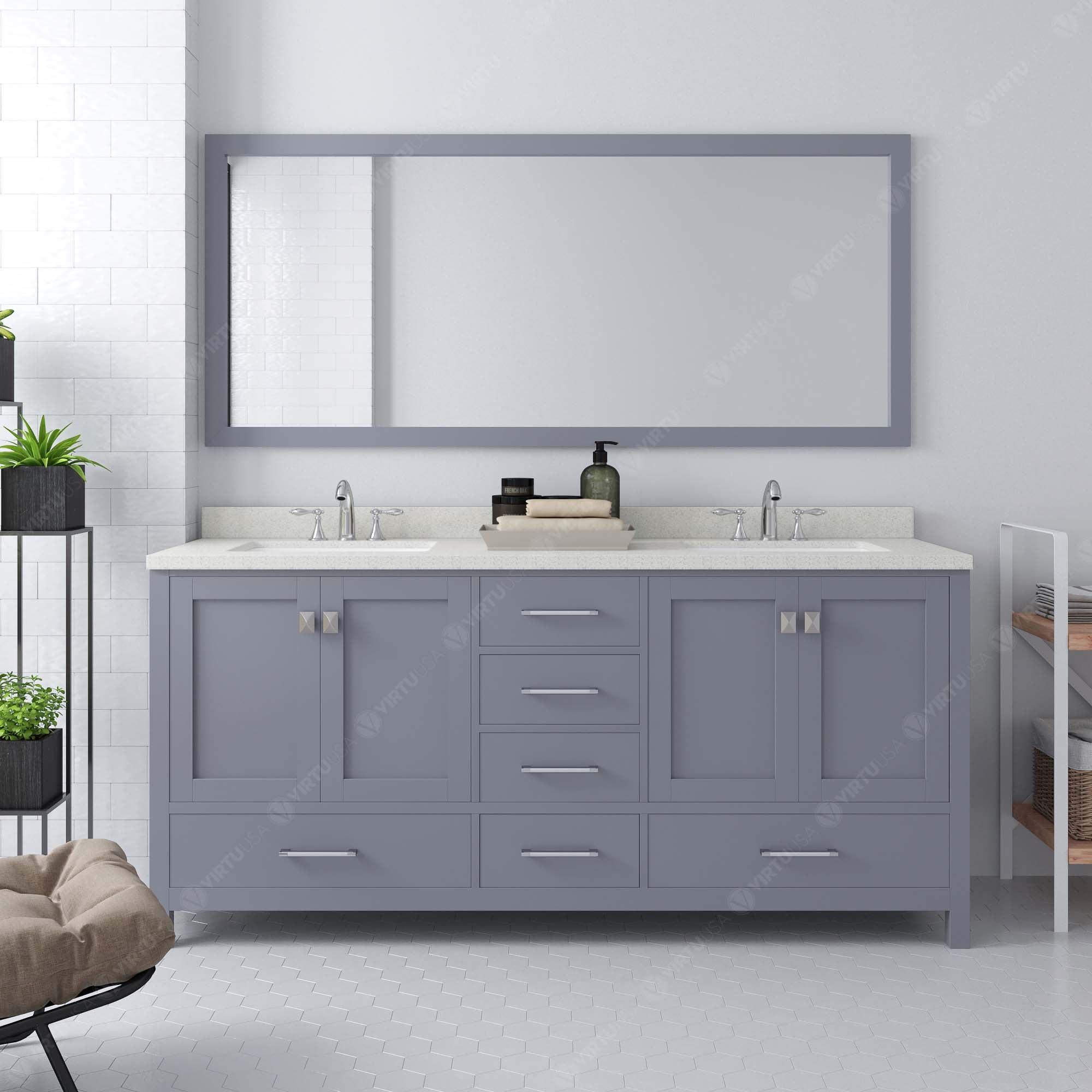 Virtu USA Caroline Avenue 72" Double Bath Vanity in Gray (multiple options) - Bathroom Design Center