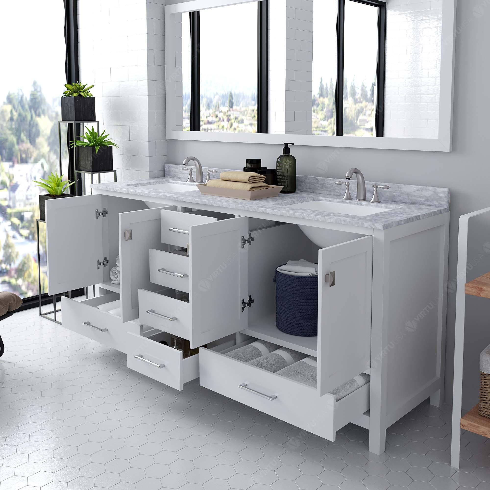 Caroline Avenue 72" Double Bath Vanity in White (multiple options) - Bathroom Design Center